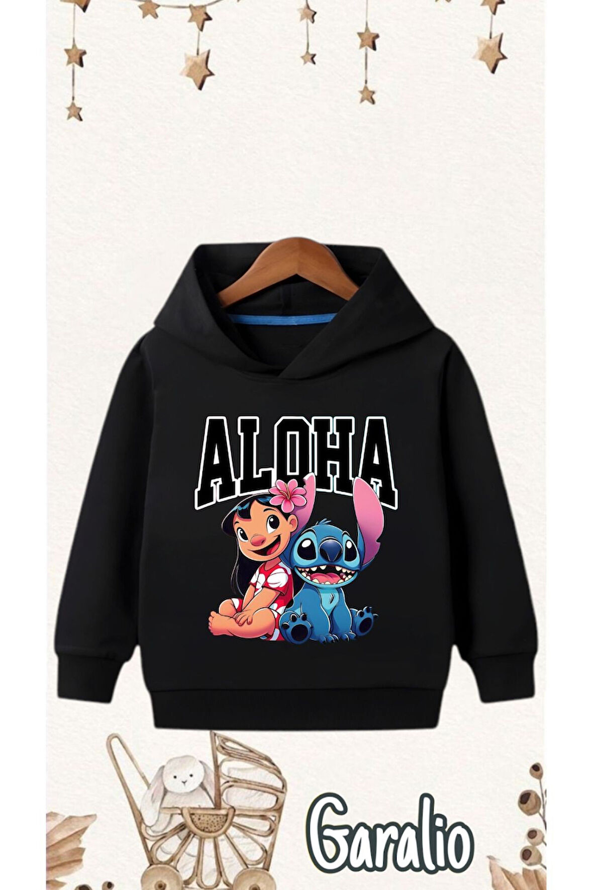 ALOHA STİTCH BASKILI KAPÜŞONLU ÇOCUK SWEATSHİRT