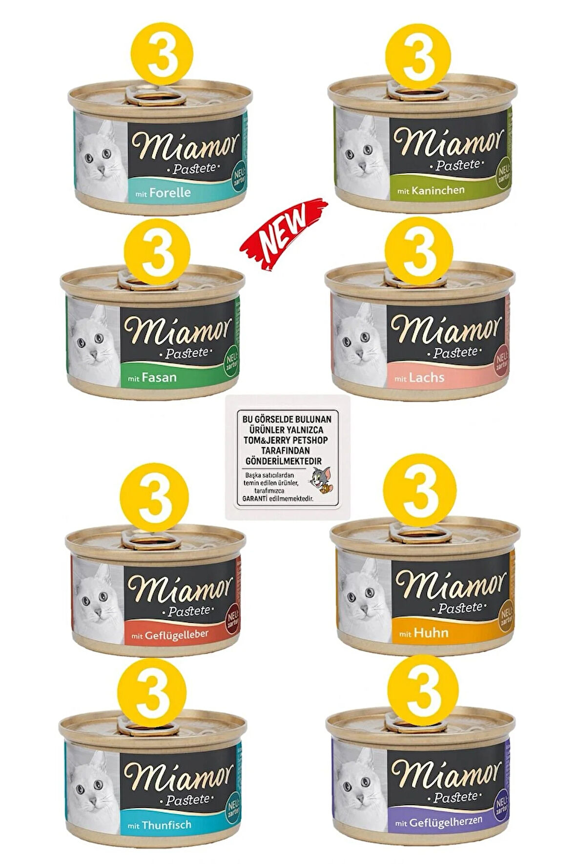 TOM&JERRYPETSHOP- 8 Çeşit Karma Kedi Konserve 85 Gr. X 24 Adet
