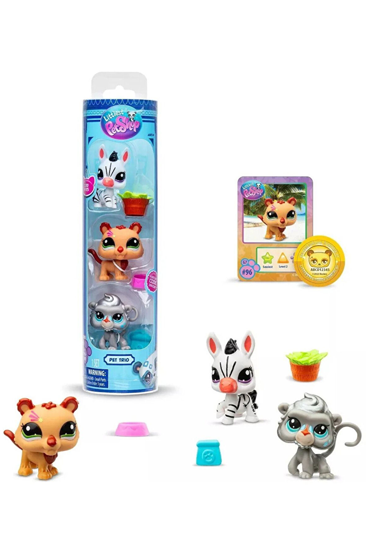 Seri 2 Zebra - Maymun ve Aslan LPS Minişler 3'lü Figür Seti