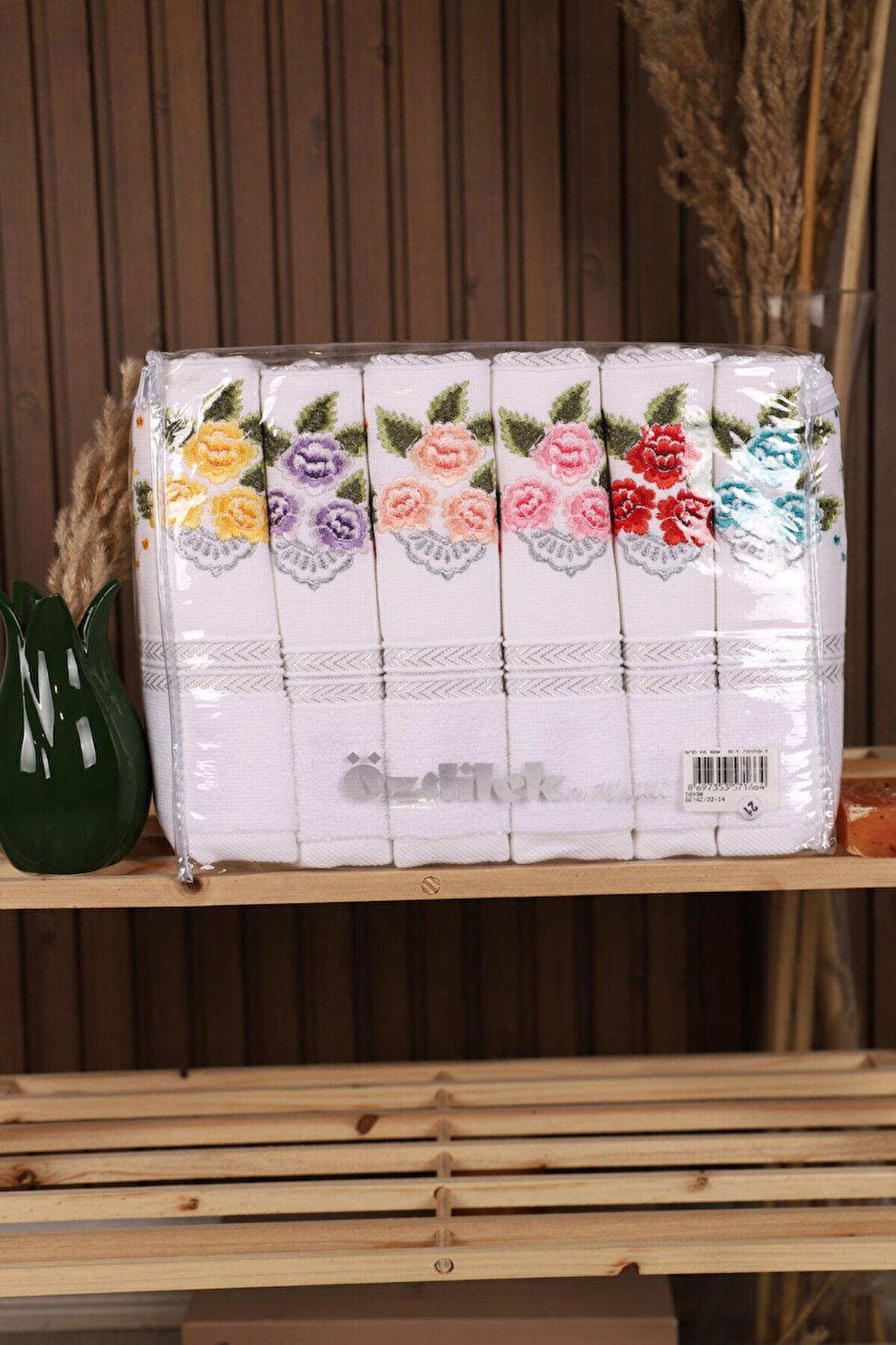 Özdilek Açelya 6'lı Pamuklu Su Emiciliği Yüksek 50 x 85 Çantalı El Yüz Havlusu