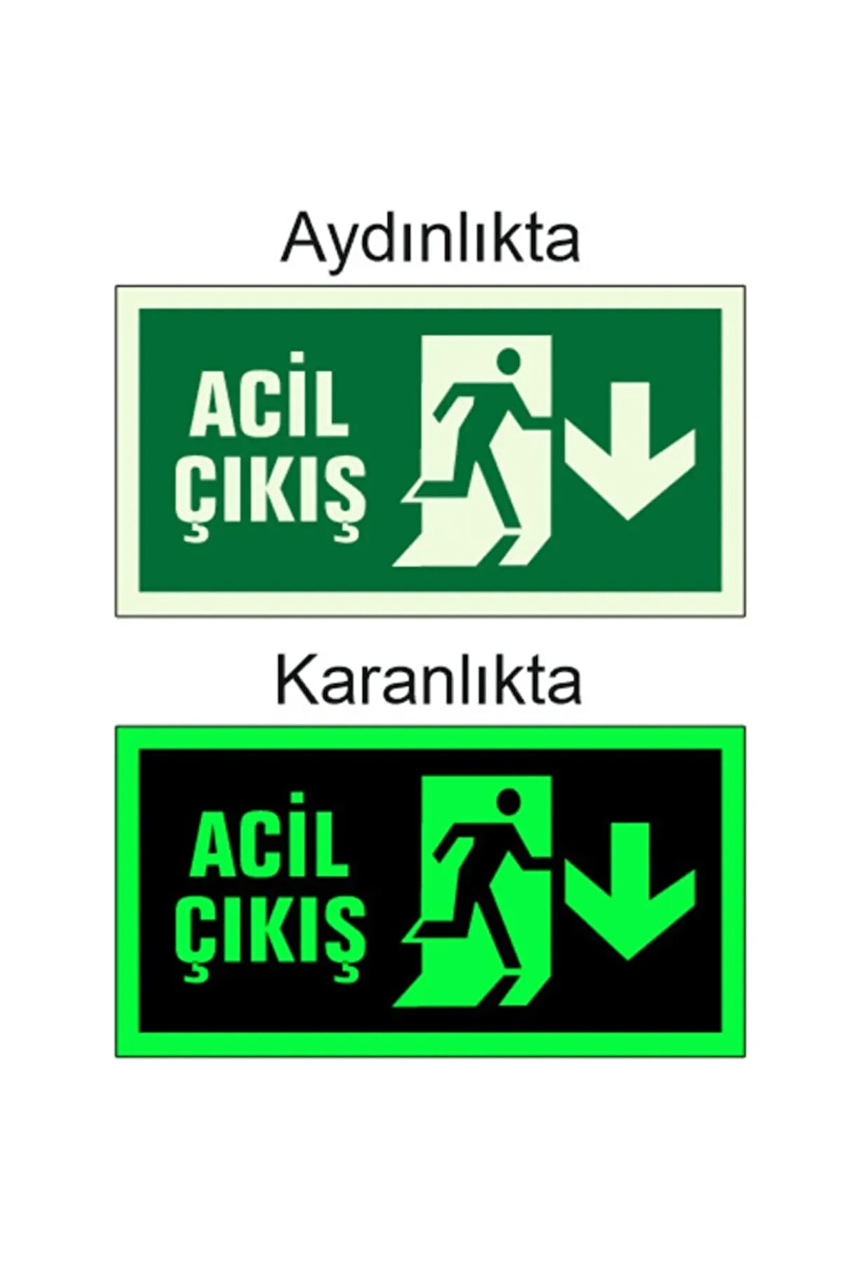 Fosforlu Acil Çıkış Yön Levhası