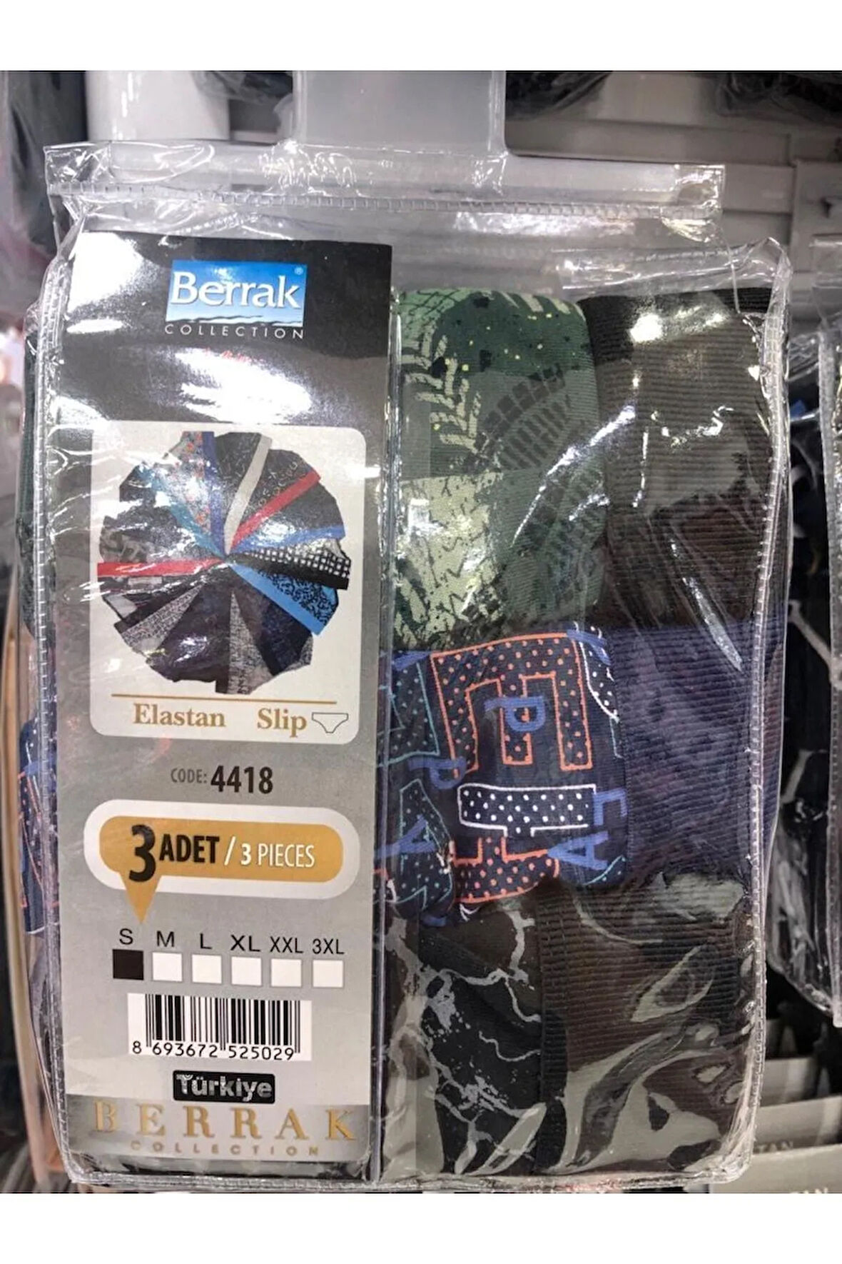 3'lü Paket Erkek Likralı Slip Külot 4418-1