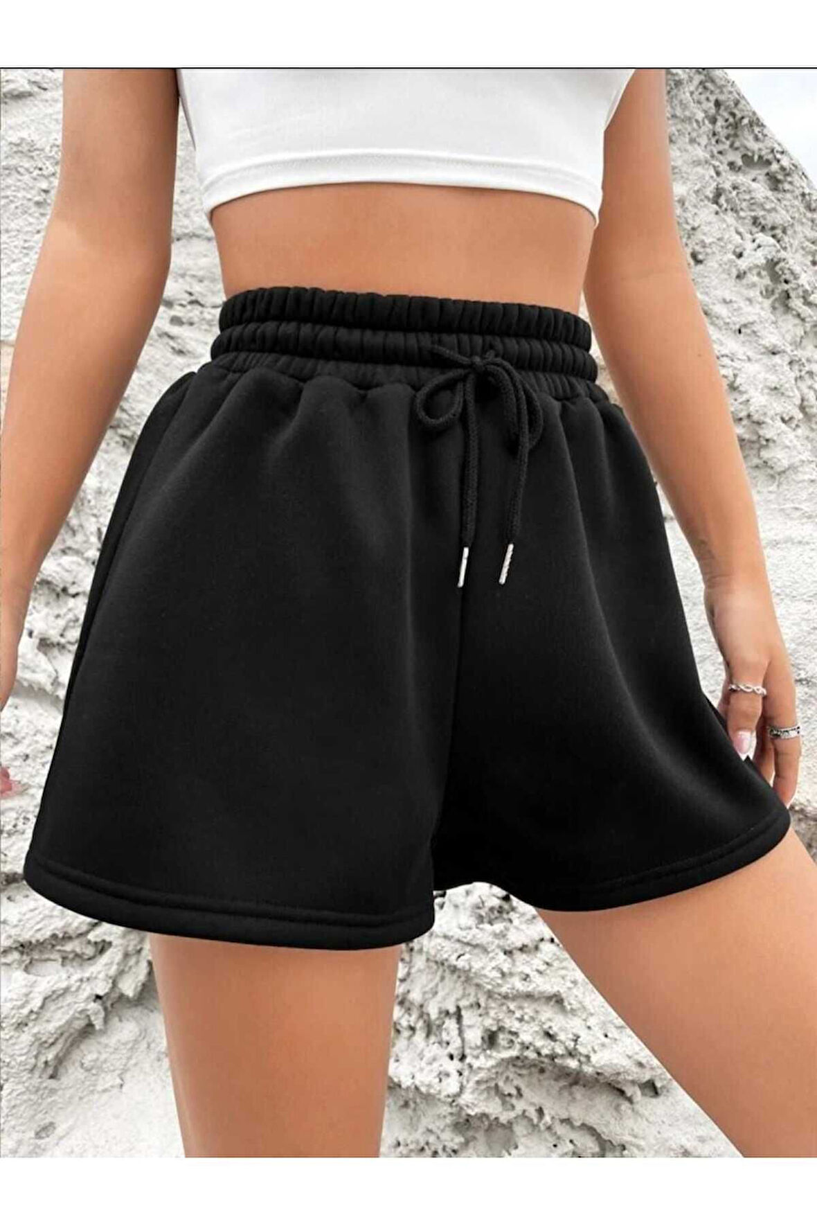 Gri Kadın Penye Şort