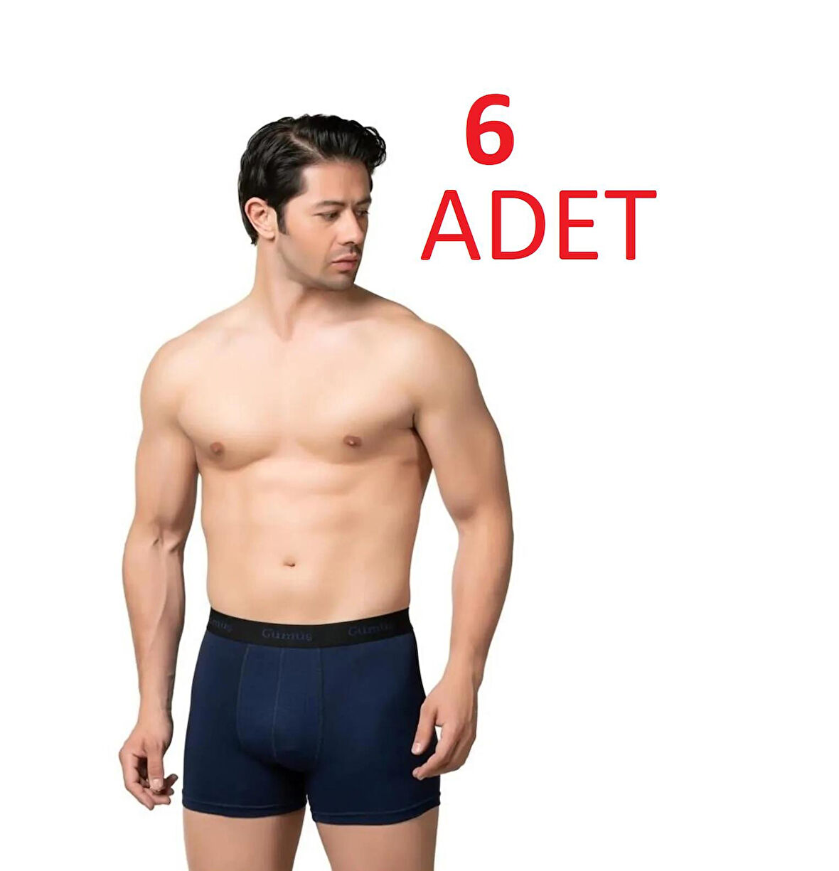 GÜMÜŞ 6 Adet (2XL) LACİVERT Erkek Renkli Likralı Spor Boxer 3074