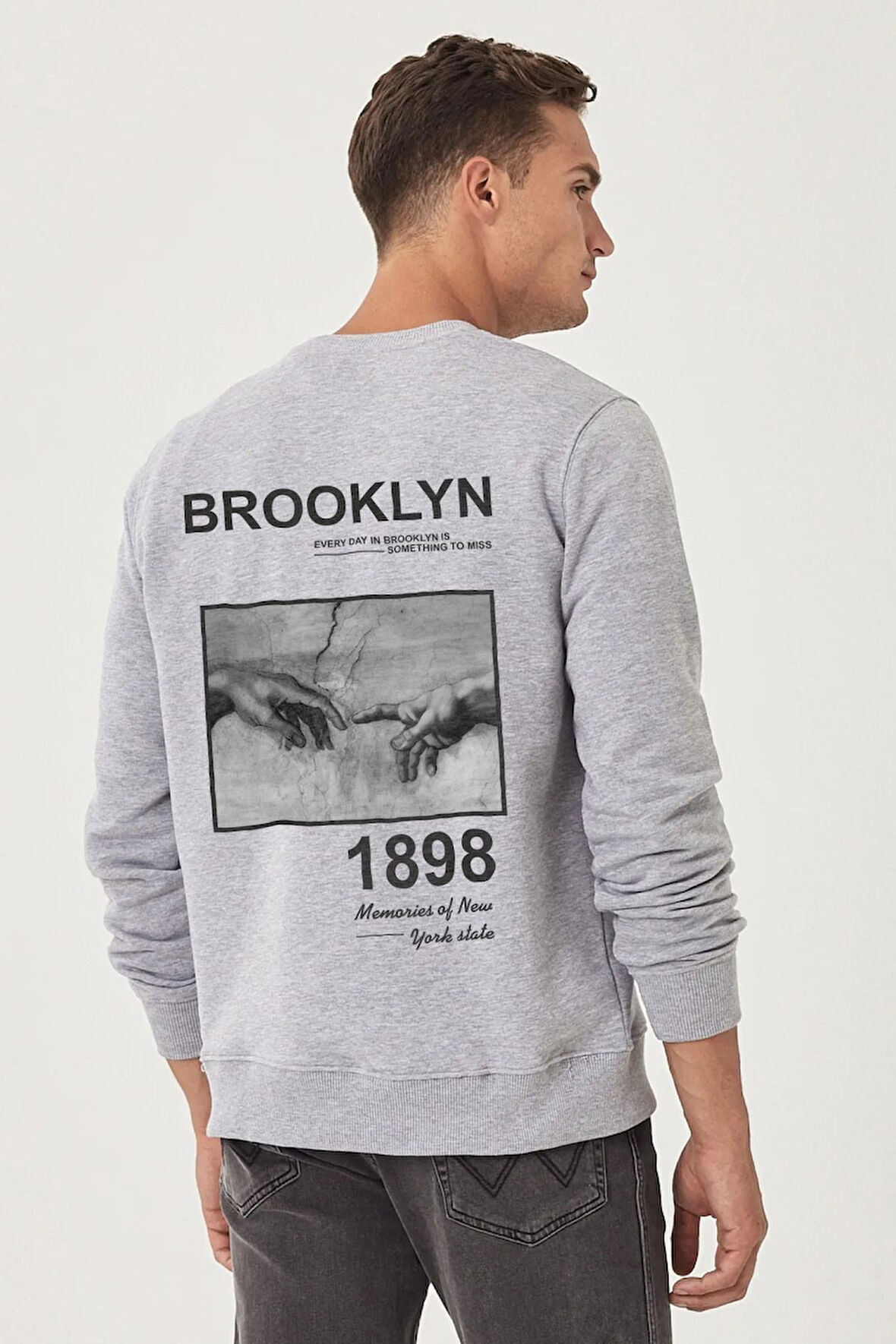 LUNAVISITA Sweatshirt Baskılı Bisiklet Yaka