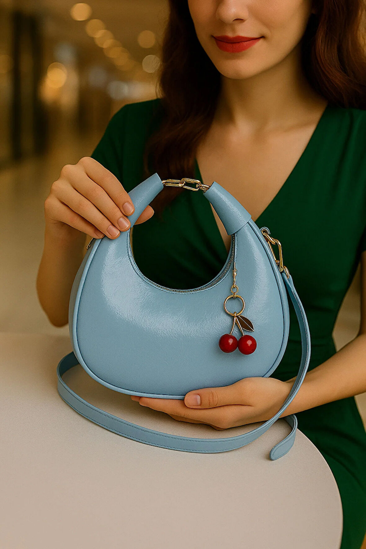 Cerry El Ve Omuz Çantası Charm Hediyeli