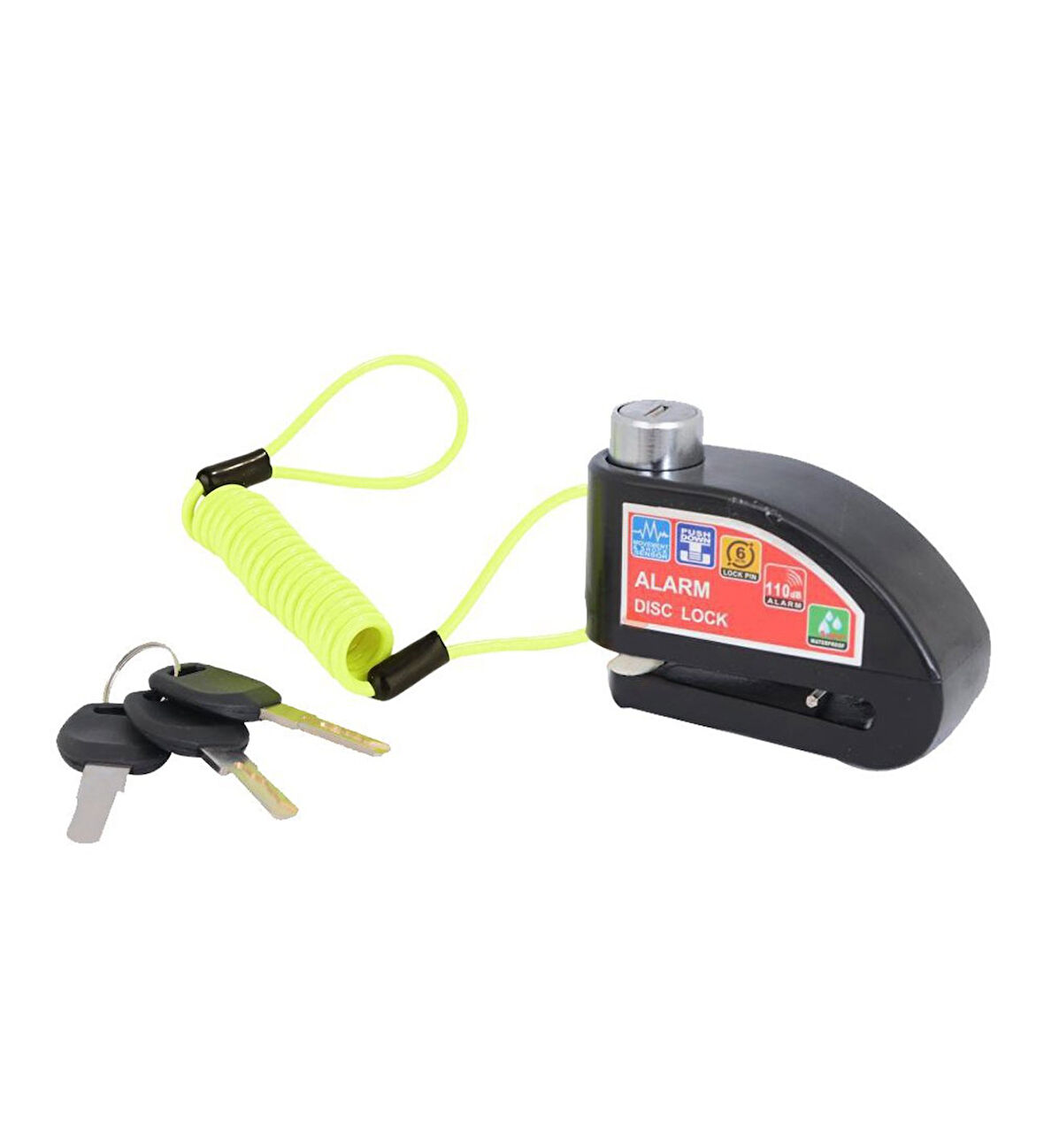 Motosiklet Alarmlı Disk Kilidi 110 Desibel Hatırlatma Kablolu Su Geçirmez (Siyah)_Supermoto