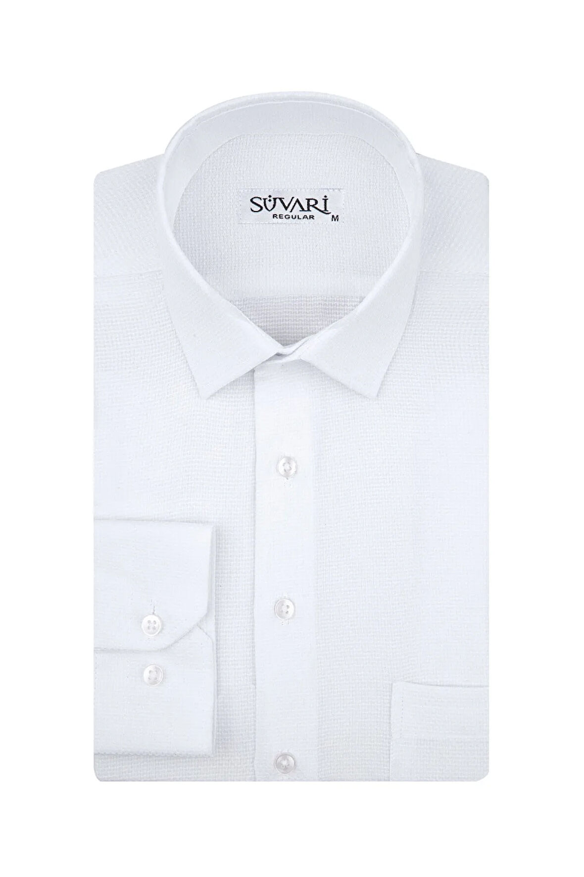 Gm2025000187 Klasik Yaka Regular Fit Armürlü Beyaz Erkek Gömlek