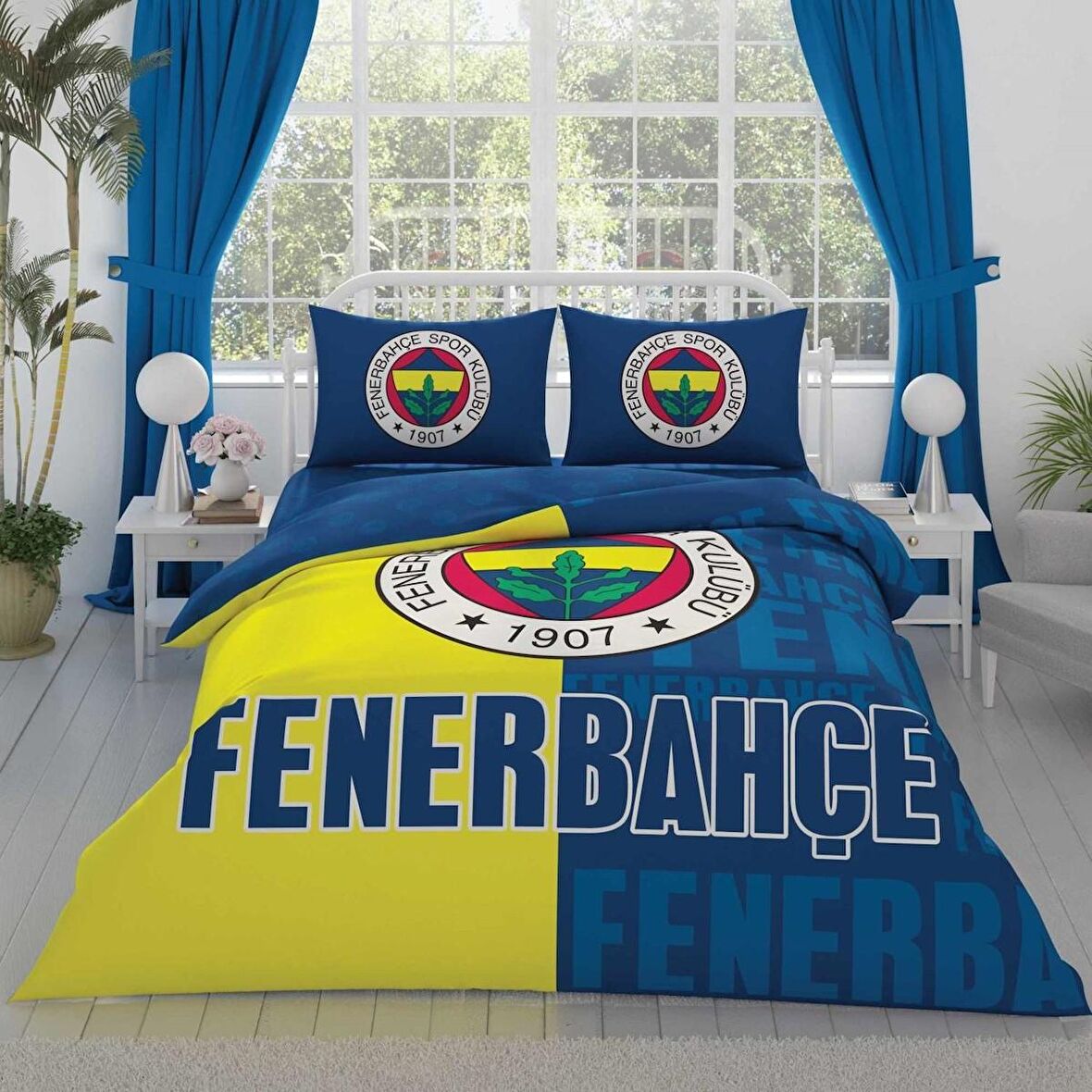 Taç Lisanslı Çift Kişilik Nevresim Takımı Fenerbahçe Parçalı Logo