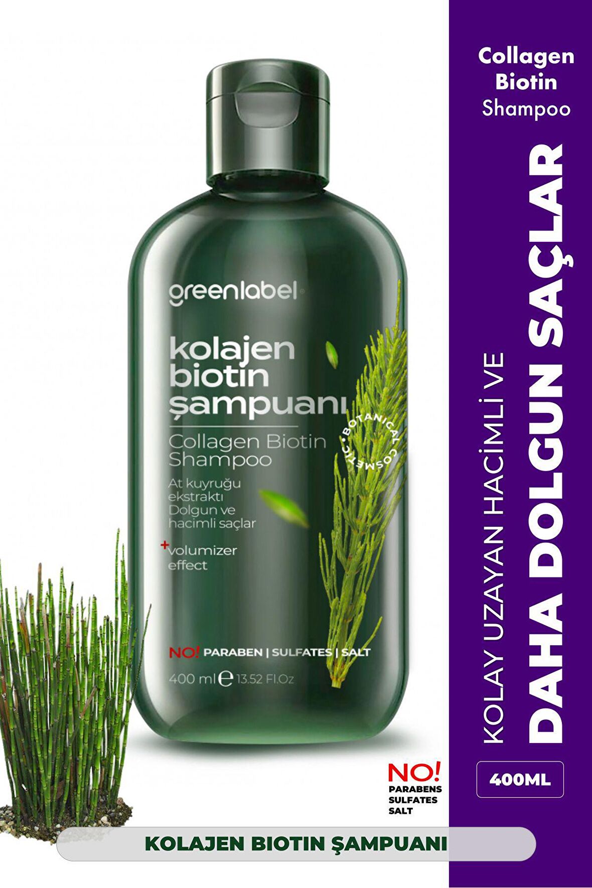 Greenlabel Kolajen Ve Biotin Parabensiz Tuzsuz Sülfatsız Hacim Verici Şampuan 400ml