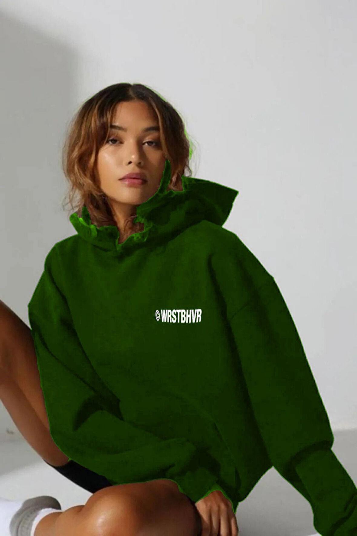 Kadın Siyah Baskılı Kapüşonlu Sweatshirt