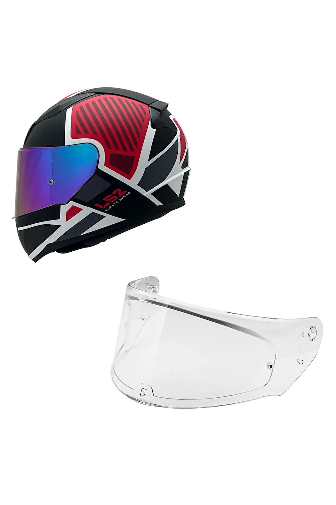 RAPID 2 GRID MAT BEYAZ-KIRMIZI KASK GÖKKUŞAĞI CAM