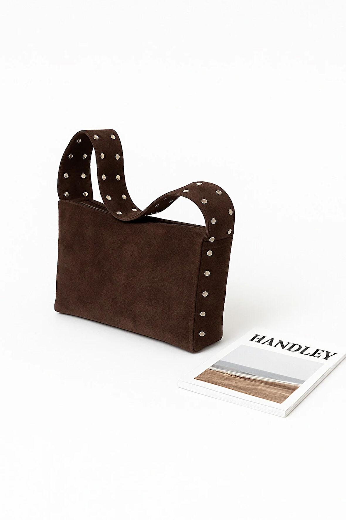 Lüks Süet Detaylı Stud Omuz Çantası