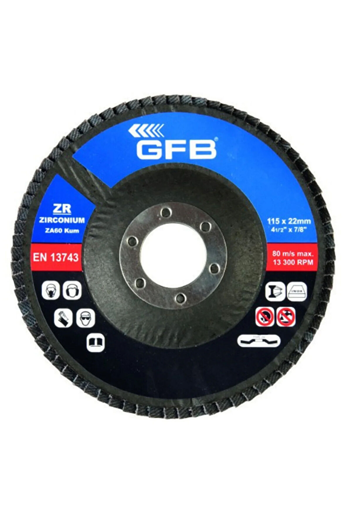 ZİRKONYUM FLAP DİSK ZIMPARA 115x80 KUM-MAVİ (10 Adet)