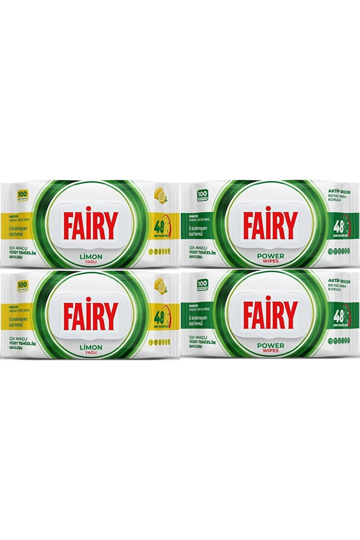 Yüzey Temizlik Havlusu 100 Yaprak Limon Yağlı & Aktif Oksijen (4 LÜ SET) 400 Yaprak Karma