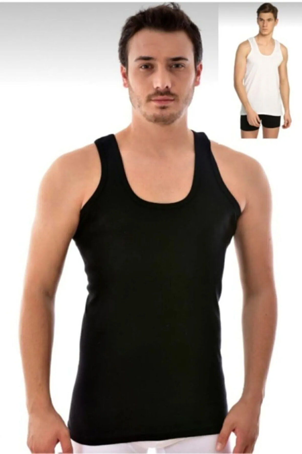 Erkek 12'li Paket Karışık Penye Atlet %100 Pamuklu