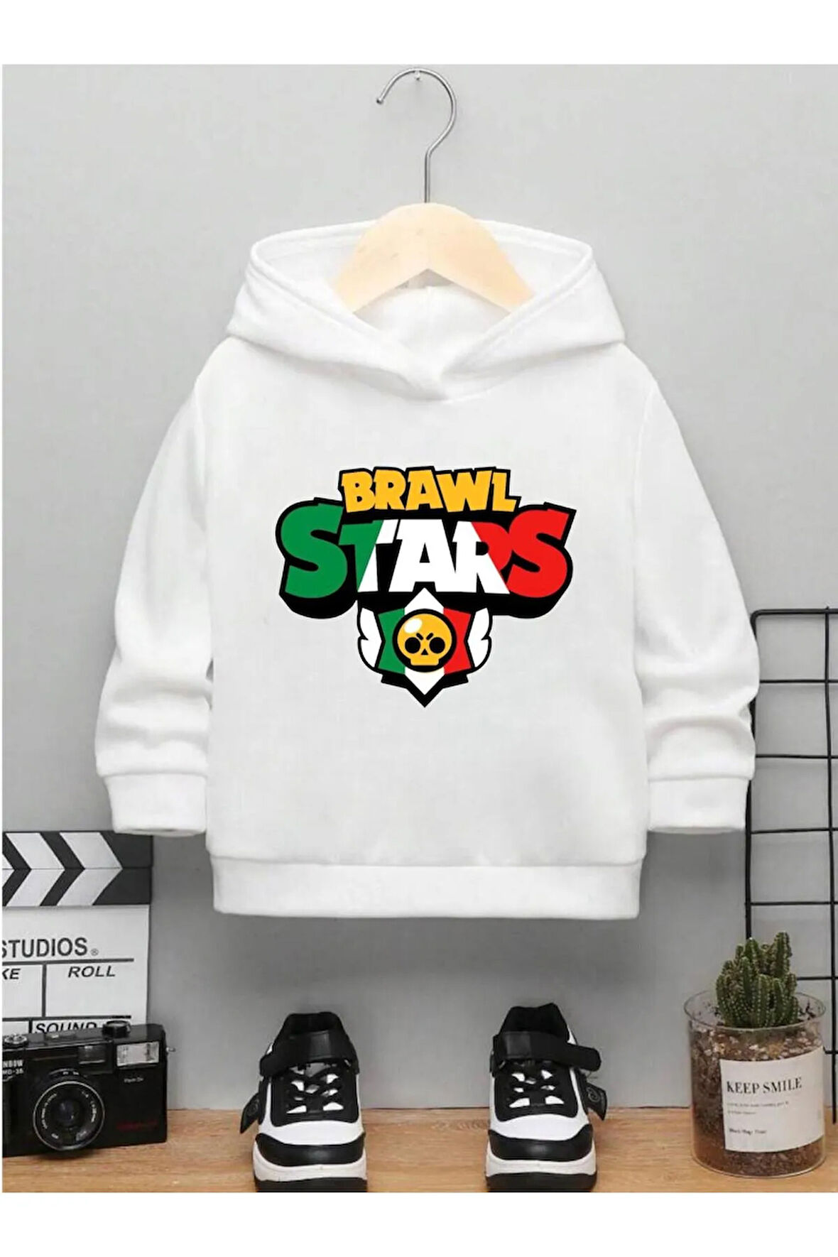 Çocuk Tasarım Brawl Stars Renkli Baskılı Kapüşonlu Alt-Üst Takım Pamuklu