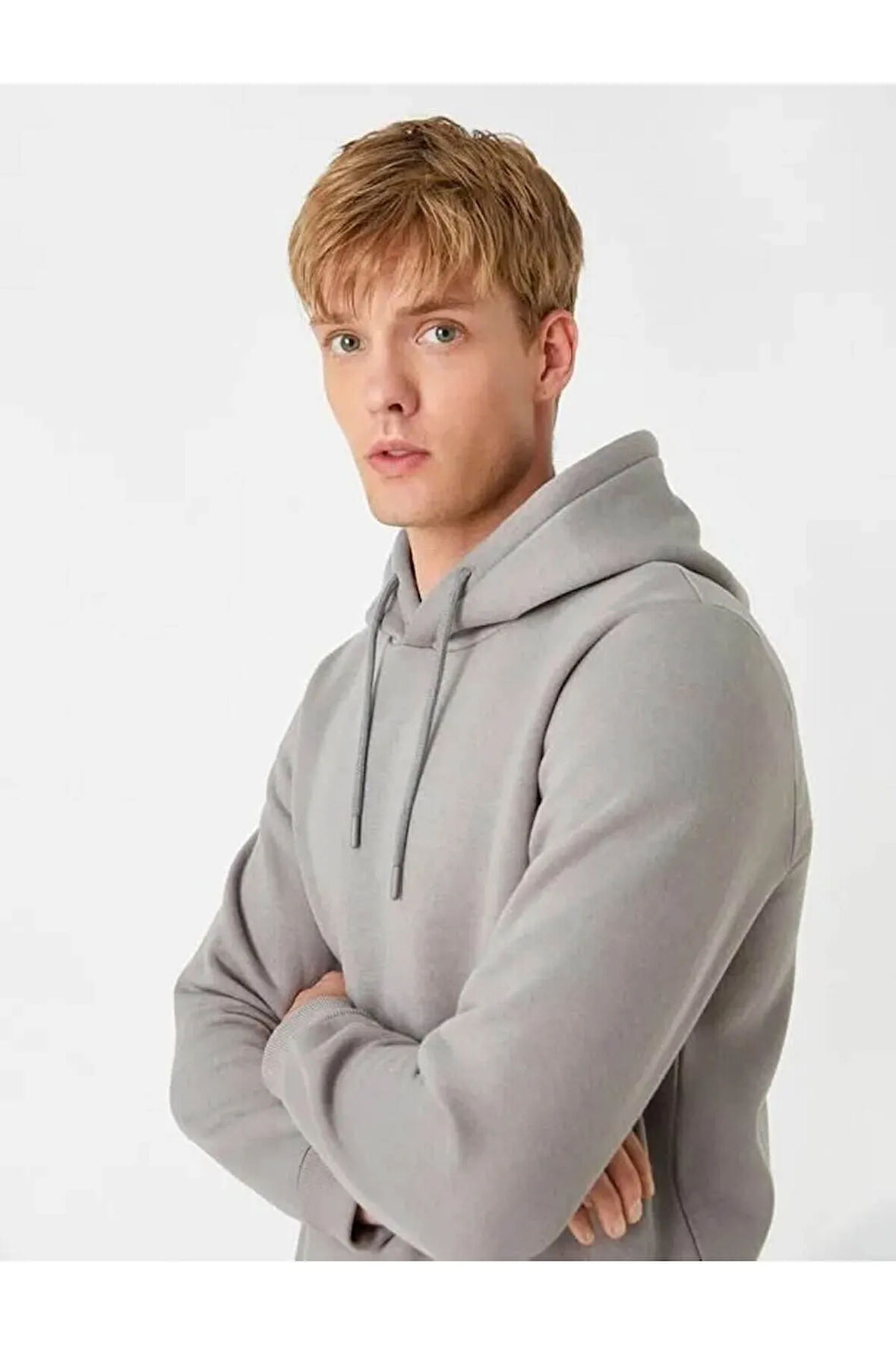 Basic Kapşonlu Sweatshirt Şardonlu