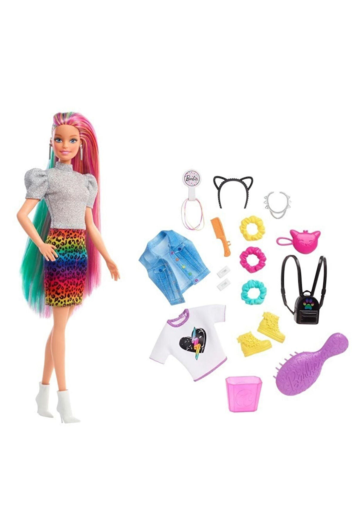 Leopar Desenli Saçlar Bebeği Grn81