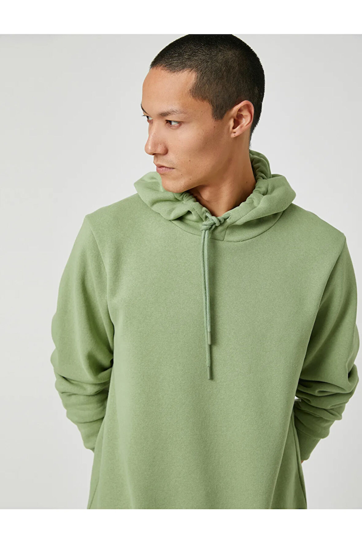 Basic Kapşonlu Sweatshirt Şardonlu