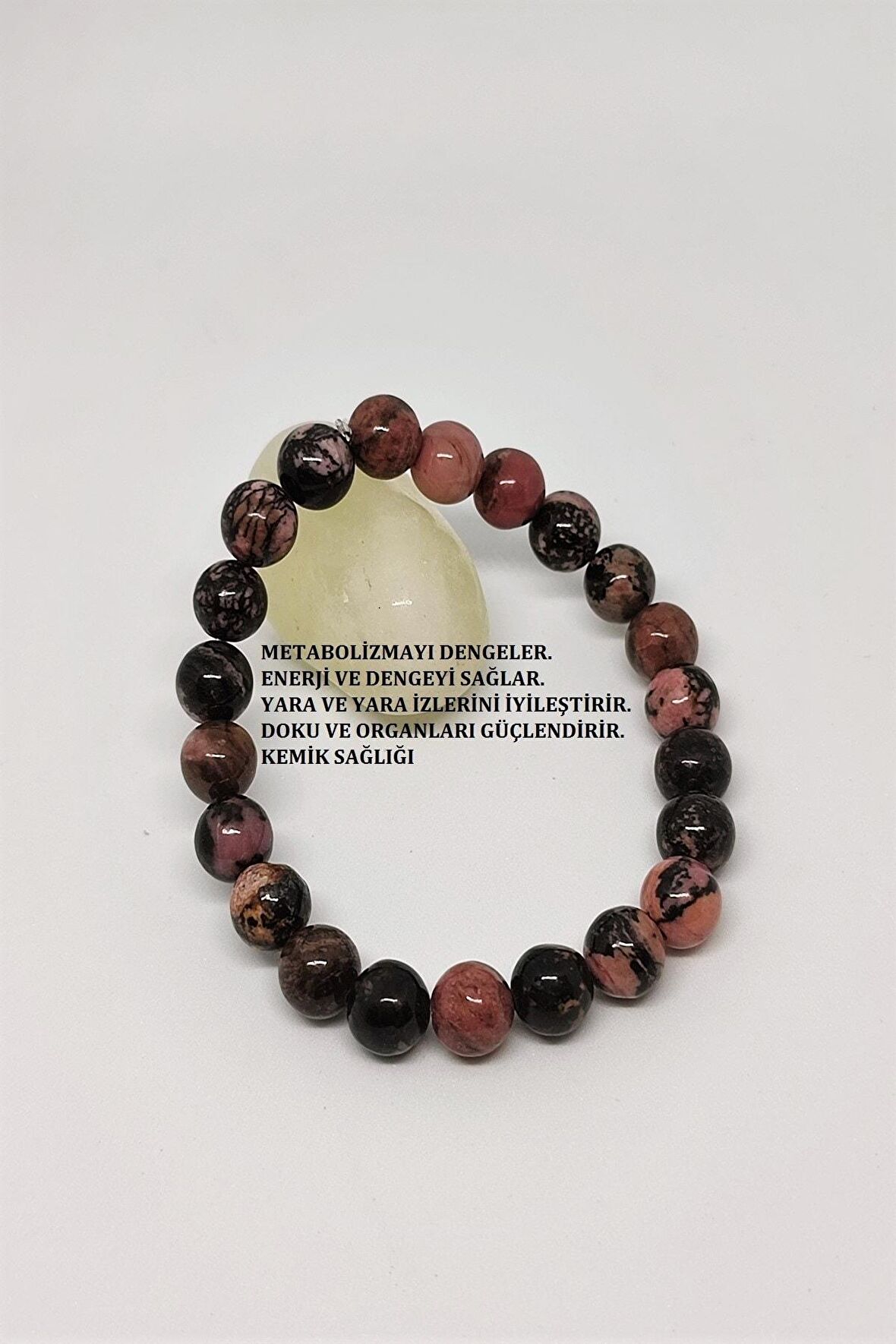 Sertifikalı 8 Mm Rodonit Doğaltaş Bileklik