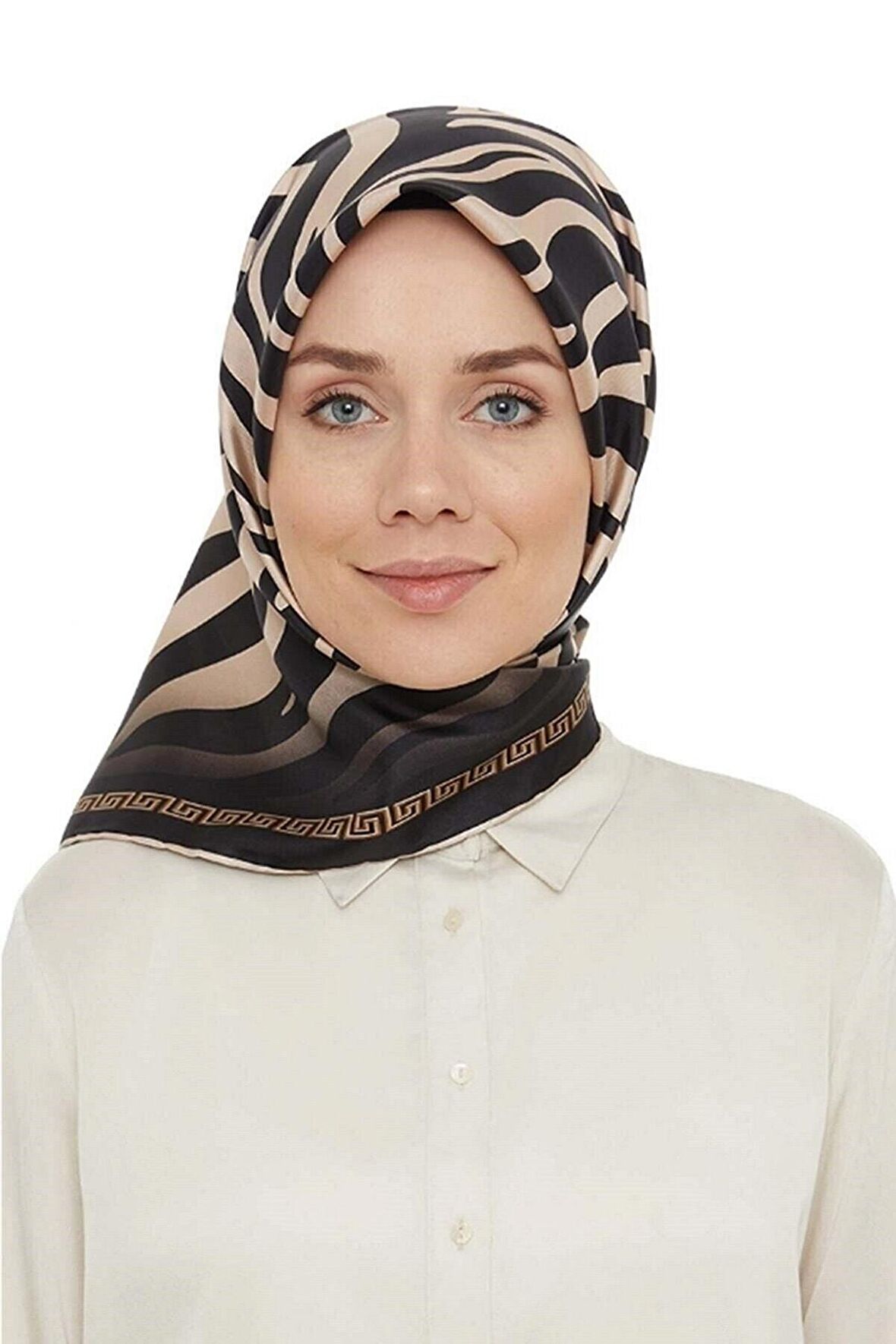 Zebra Desen Polyester Twill Eşarp