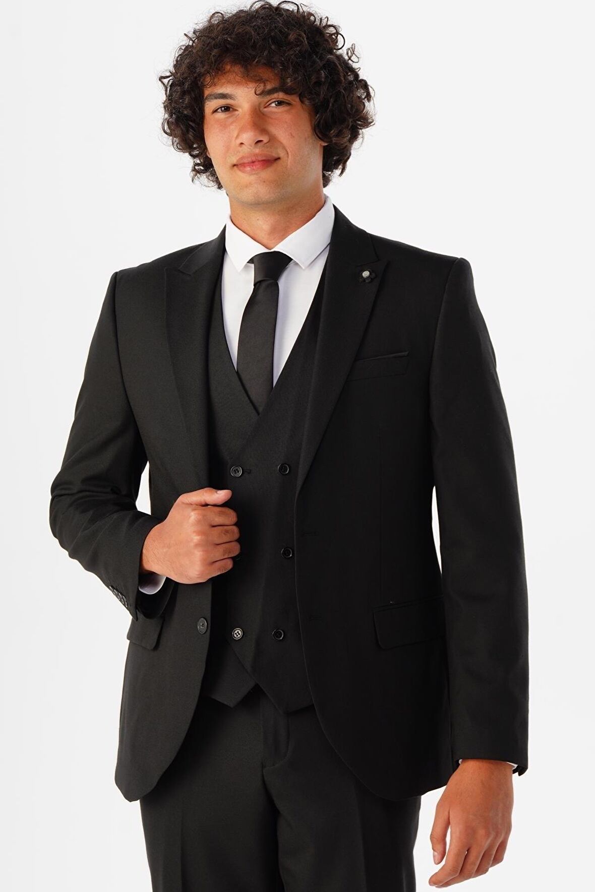 Süvari Slim Kalıp Düz Yelekli Takım Elbise