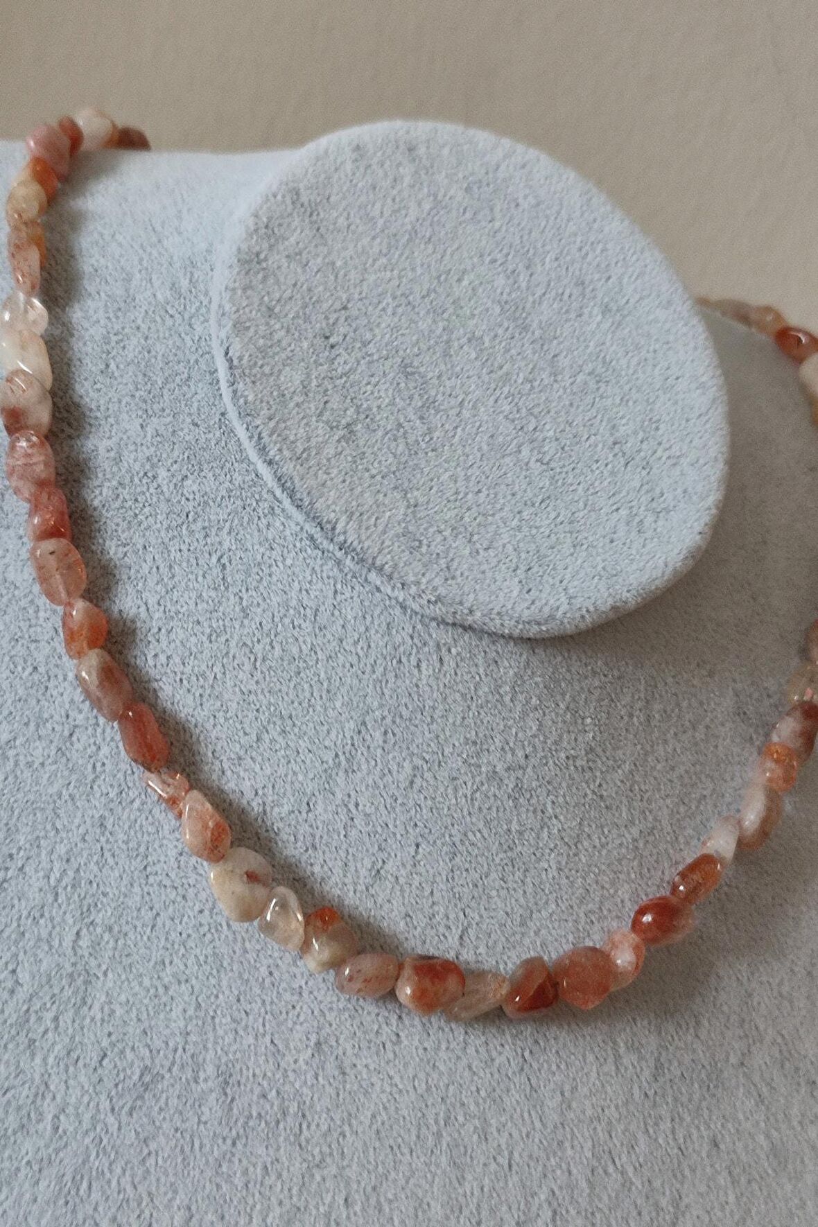 Sertifikalı Pembe Kuvars Amorf Doğaltaş Kolye