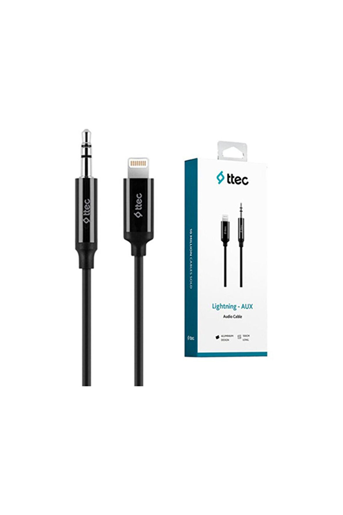Aux To Lightning iPhone Ses Kablosu 100 Cm, 1 Metre Siyah 2 Yıl Garantili Yüksek Kalite - 2DK42