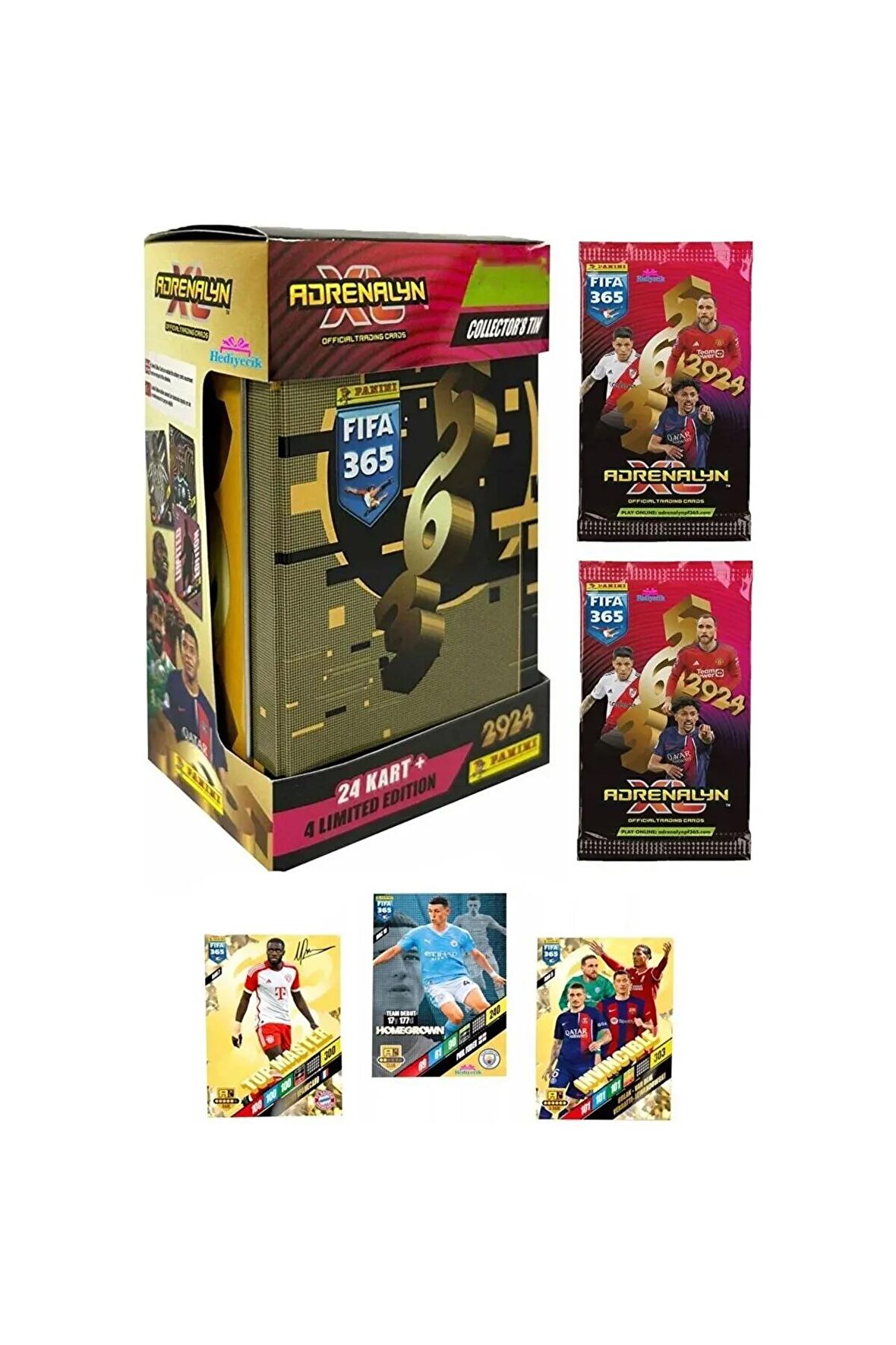 Adrenalyn Fifa 365 - 2024 Trading Card Tin Box - Metal Kutulu Futbolcu Kartları ( 1 KUTU )