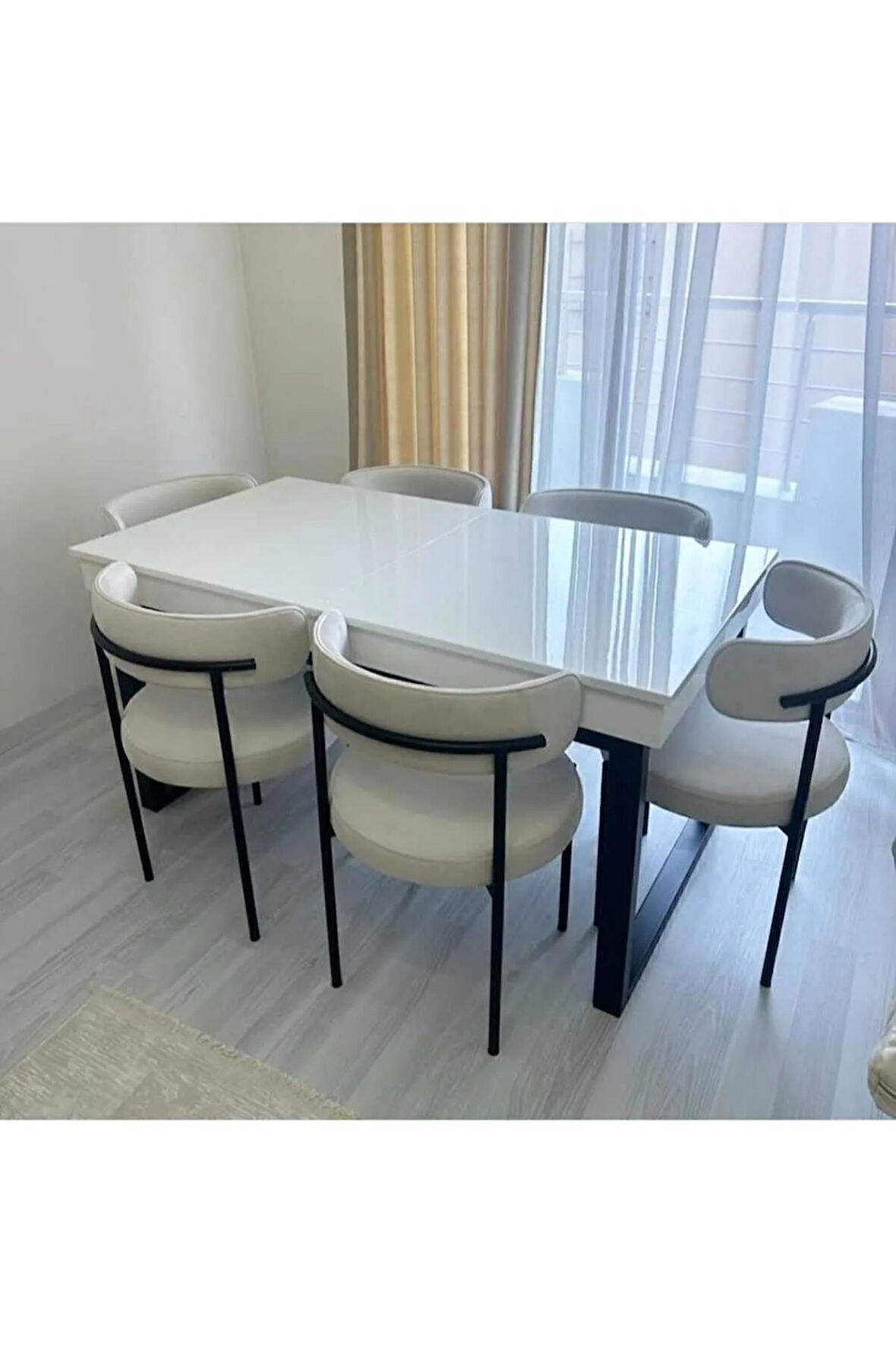 6'lı Teddy Sandalye Mutfak Sandalyesi Salon Sandalyesi Cafe (MASASIZ)beyaz Tek Renk