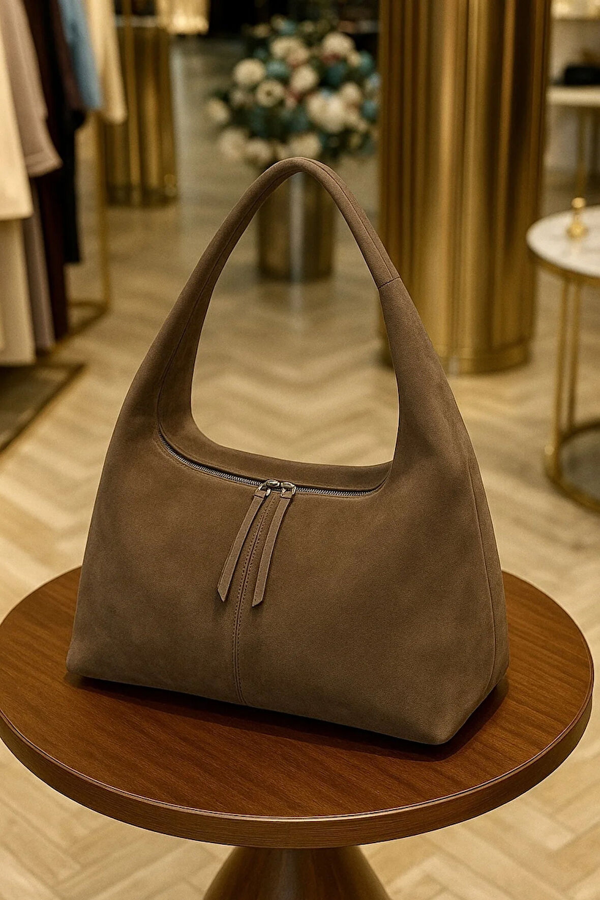 Luxe Suede Hobo Omuz Çantası
