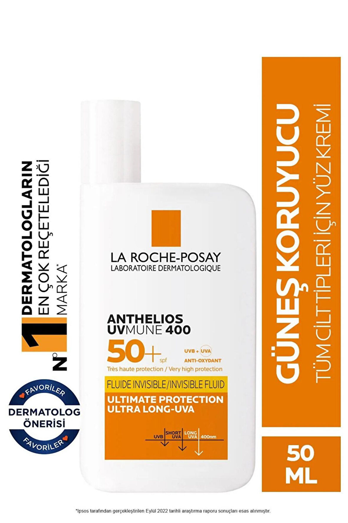 La Roche Posay Anthelios Uvmune Fluid SPF+50 Tüm Ciltler İçin Yüksek Korumalı Yüz Güneş Kremi