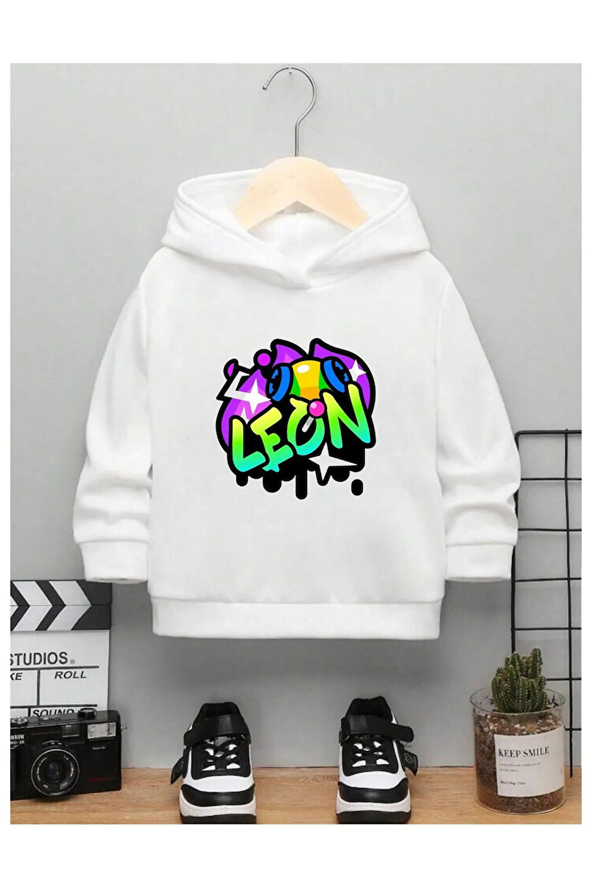 Çocuk Tasarım Brawl Stars Oyun Leon Baskılı Sweatshirt Pamuklu