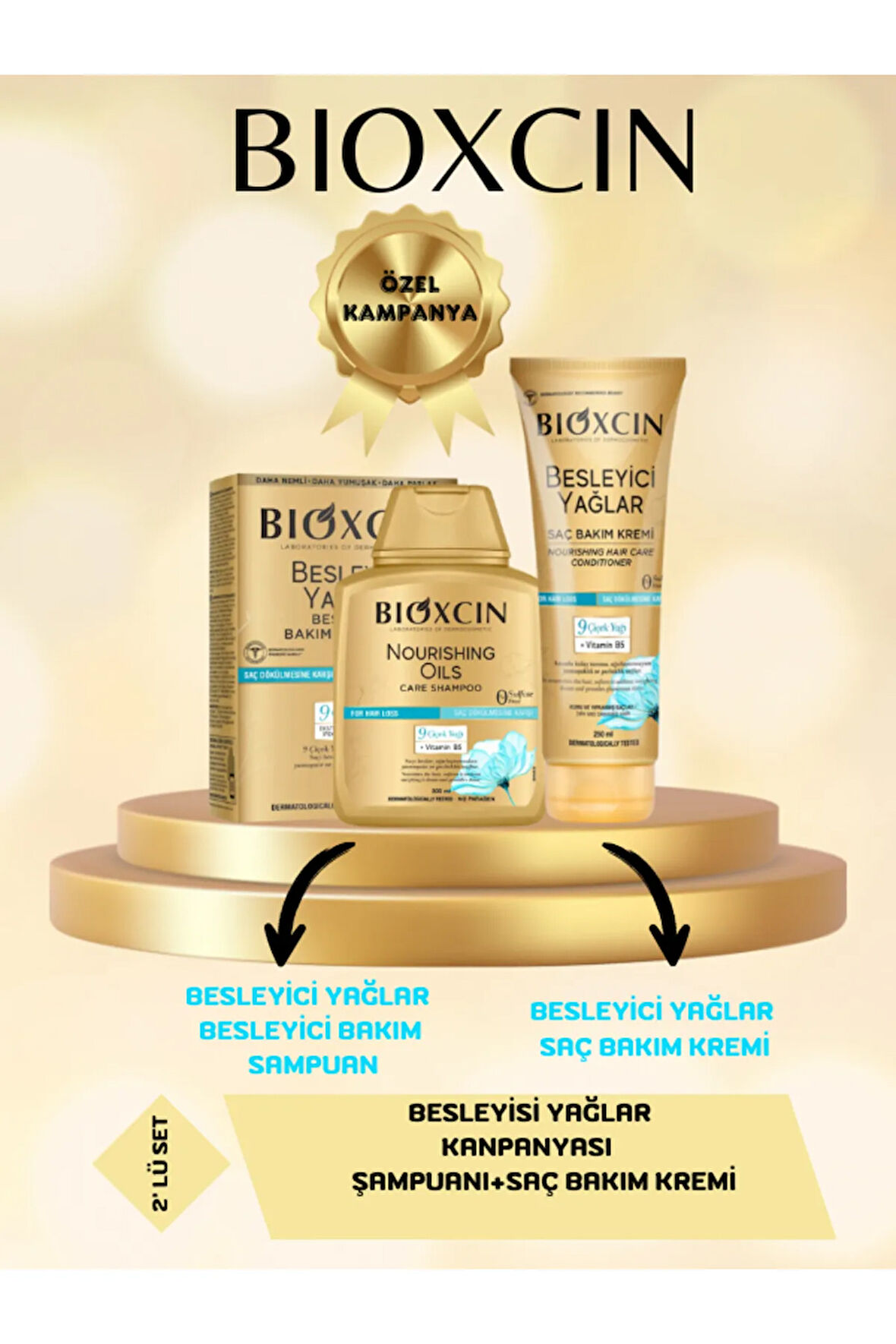 Besleyici Yağlar Bakım Seti Bakım Şampuanı 300ml+ Bakım Saç Kremi 250 ml 2'li Set