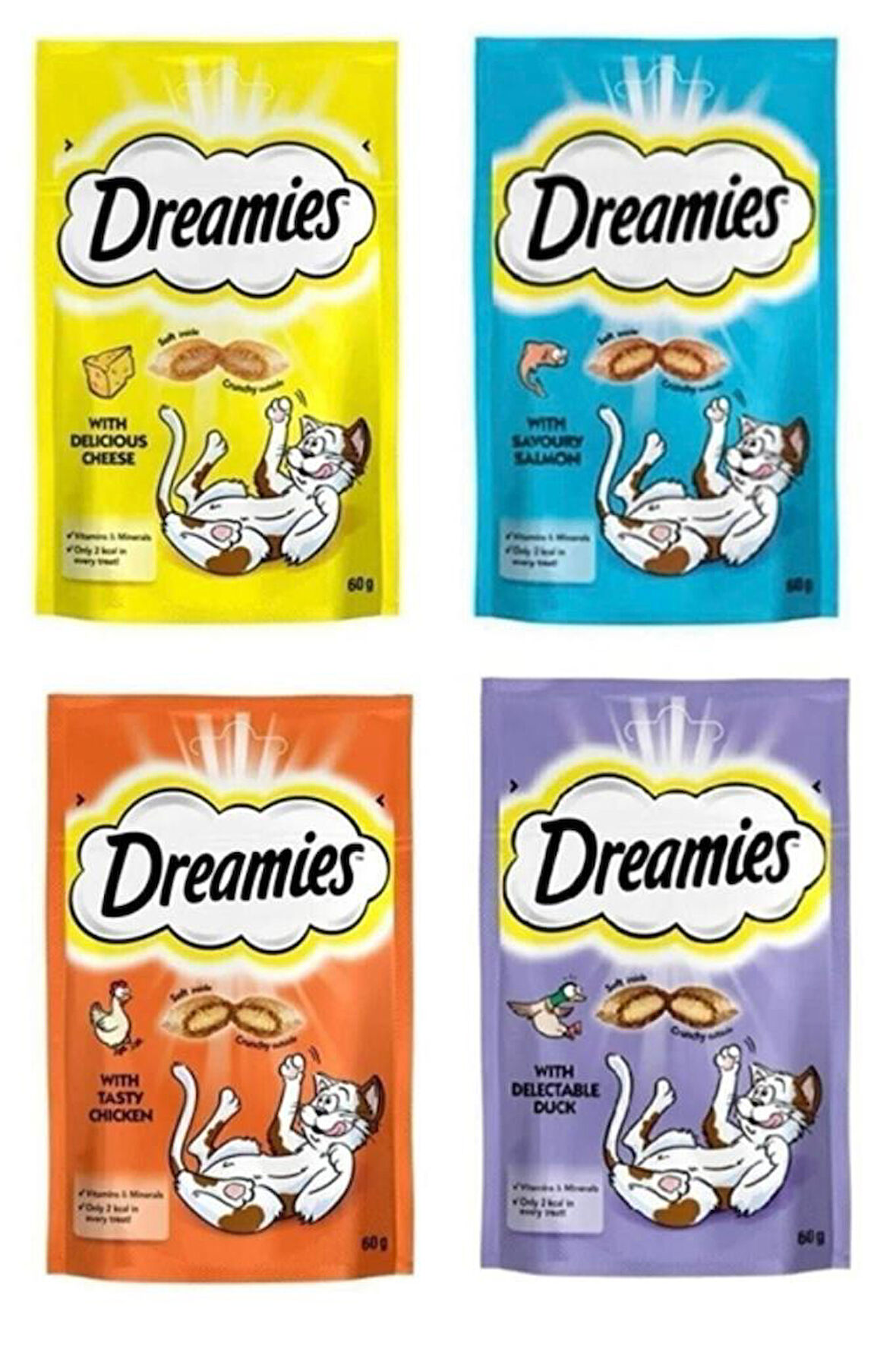 Dreamies Kedi Ödül Maması Peynirli-somonlu-ördeketli-tavuklu 60gr X 4 Adet