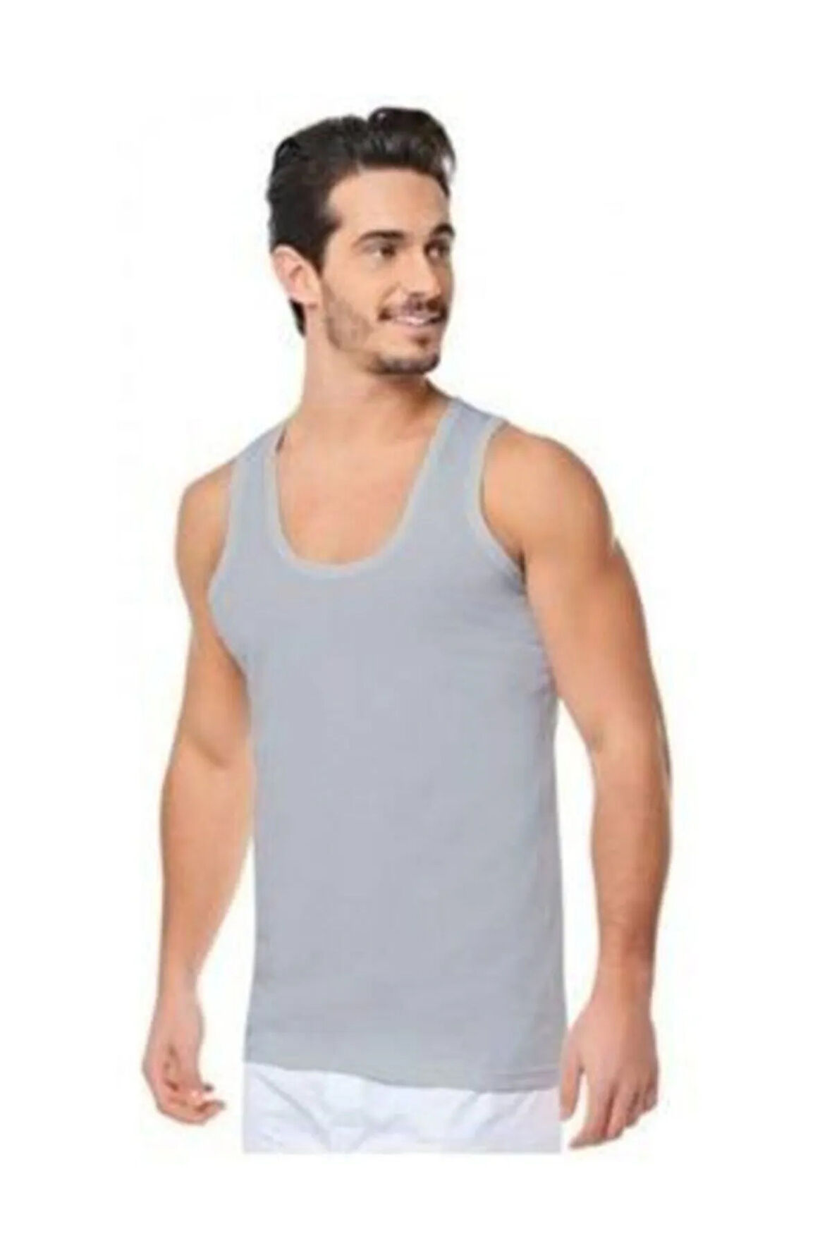 Erkek Gri Askılı Klasik Pamuklu Atlet 12'li Paket