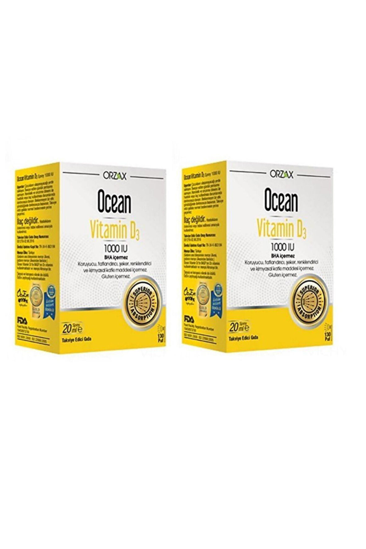 Ocean Vitamin D3 1000 IU Sprey 2 Adet