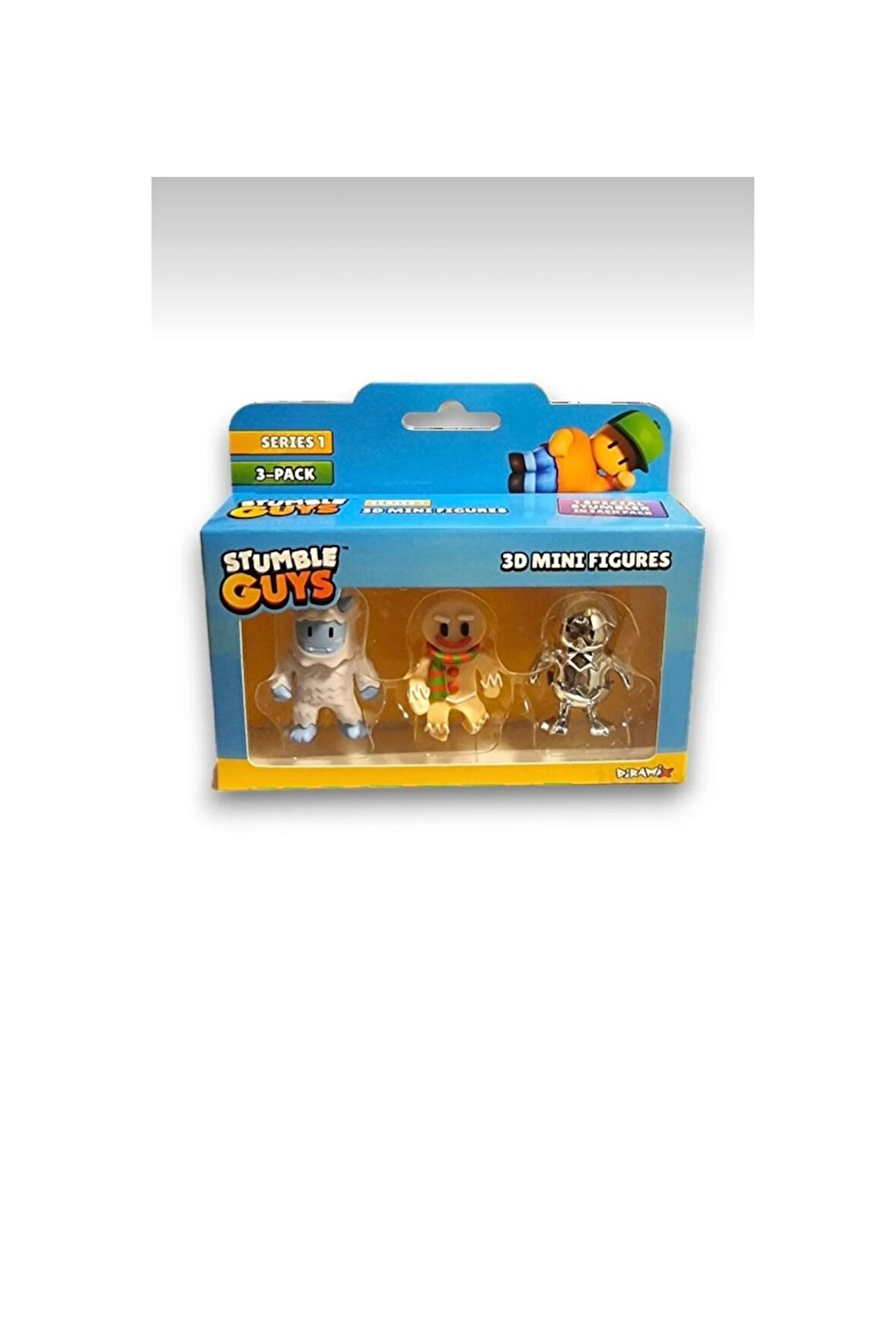 Stumble Guys Seri 1 - 3D Mini 3 lü Figür Seti - 3 ADET Megalodon Hazmat NBC Glowman - 5 cm