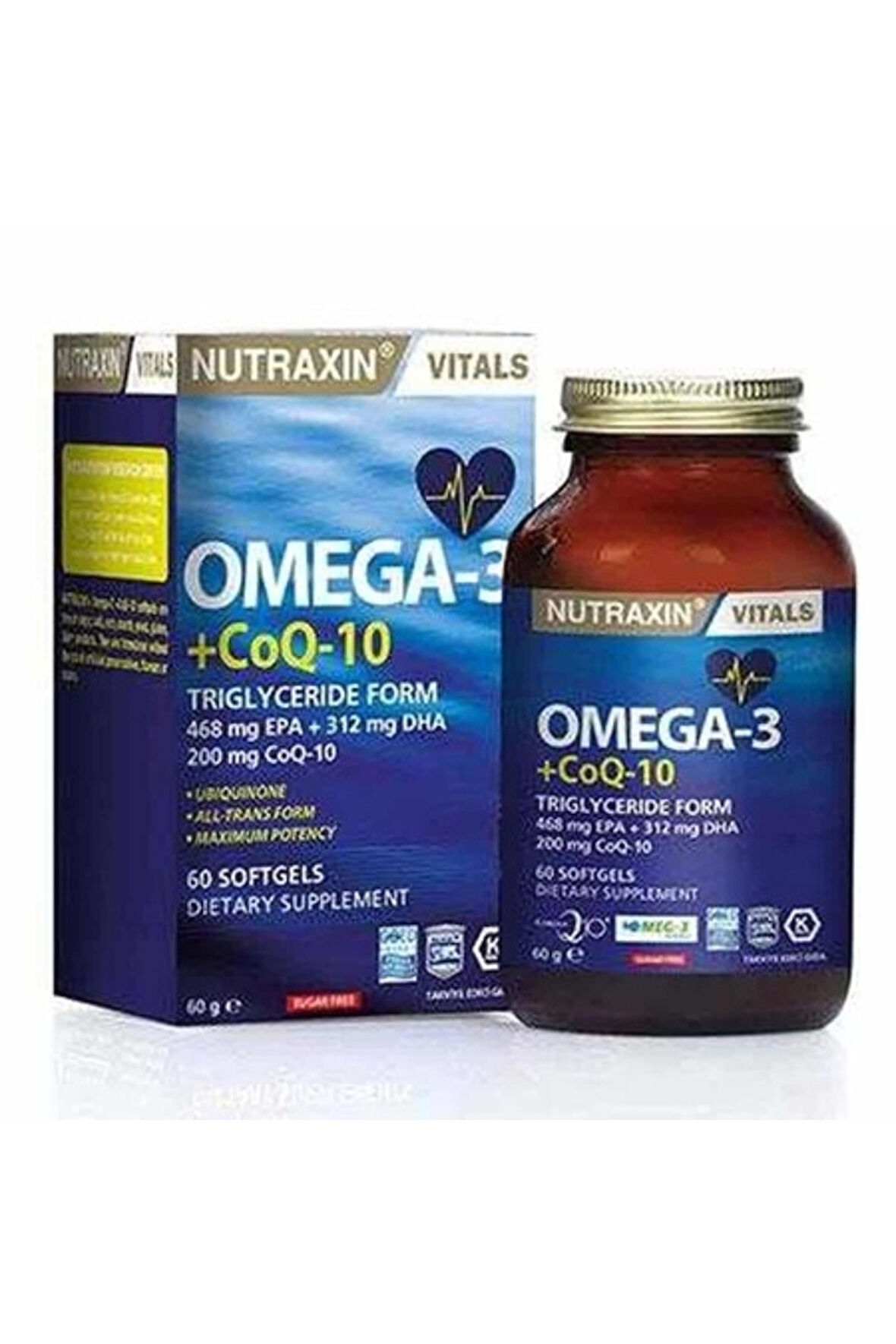 Vitals Omega-3 + Co-Q10 60 Softgel ( 1 ADET )