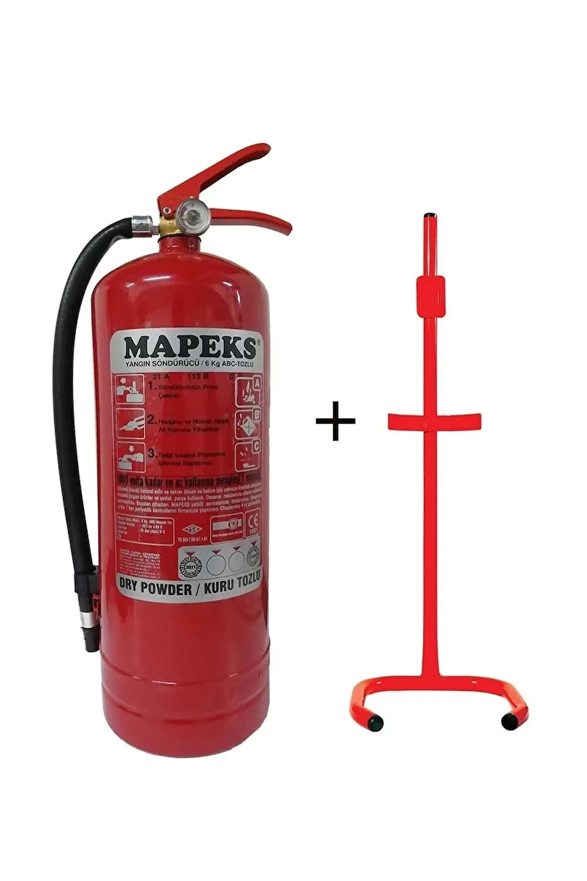 Mapeks Tüpaş Marka 6kg Yangın Tüpü Ve C Tipi Sehpa 2li Set