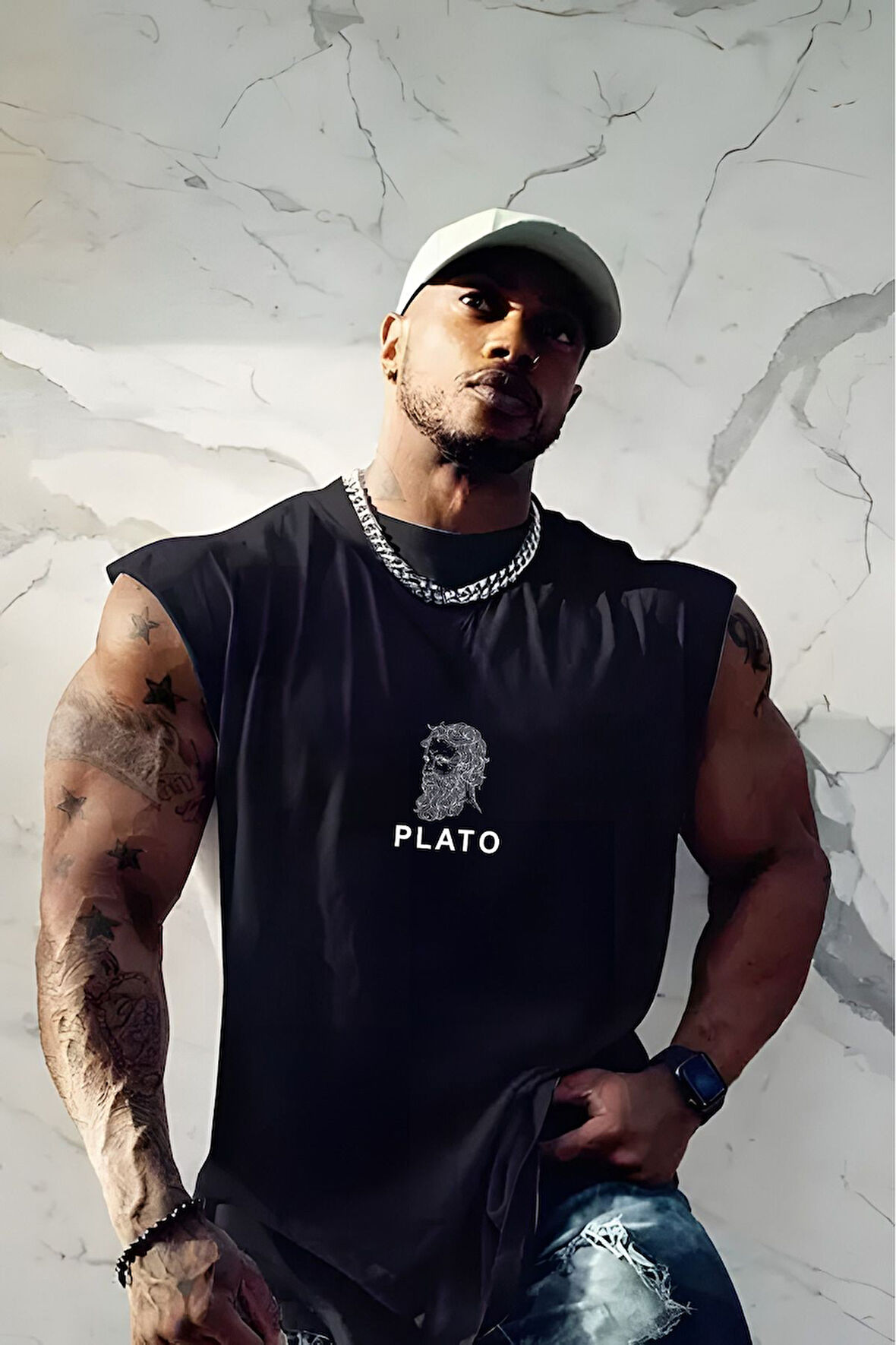 oversize büyük beden T-shirt PLATO baskılı