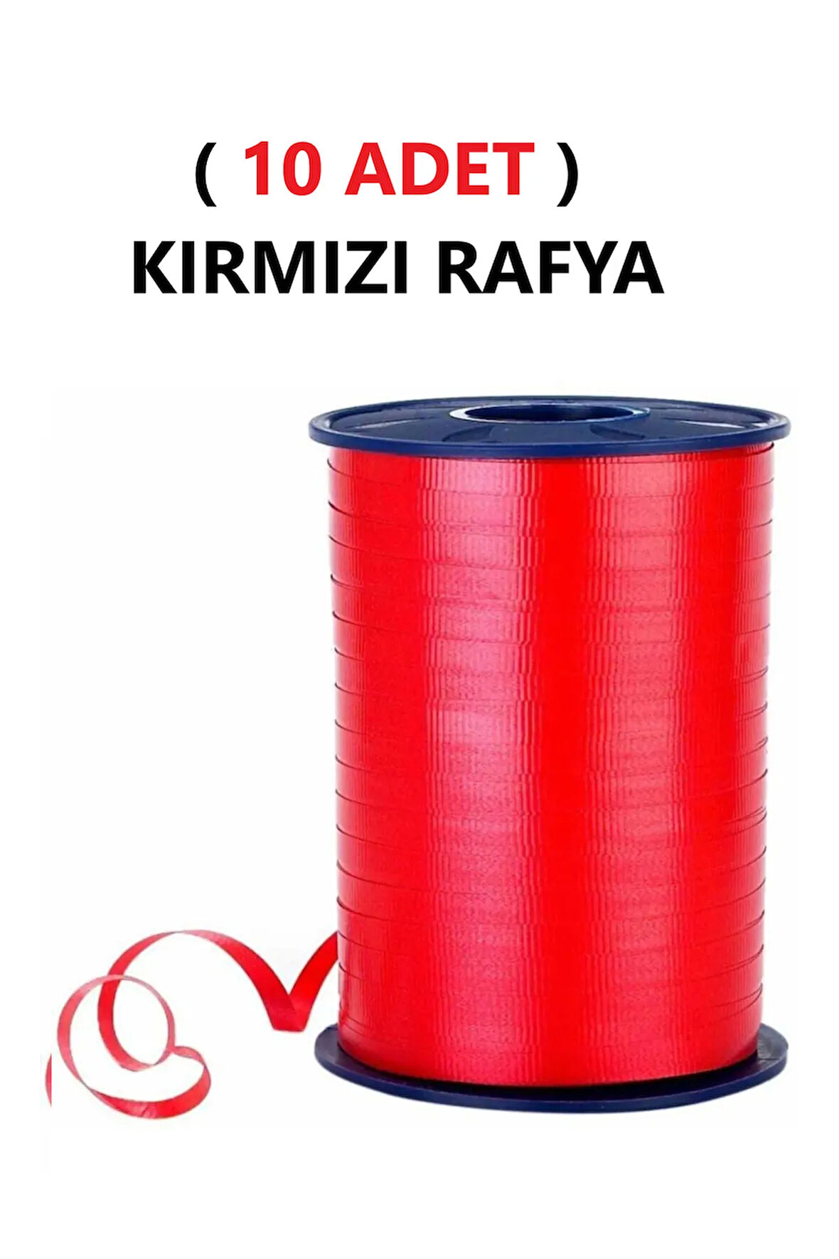( 10 Adet ) 200 Metre Rabant Kırmızı Rafya Şerit Kurdele