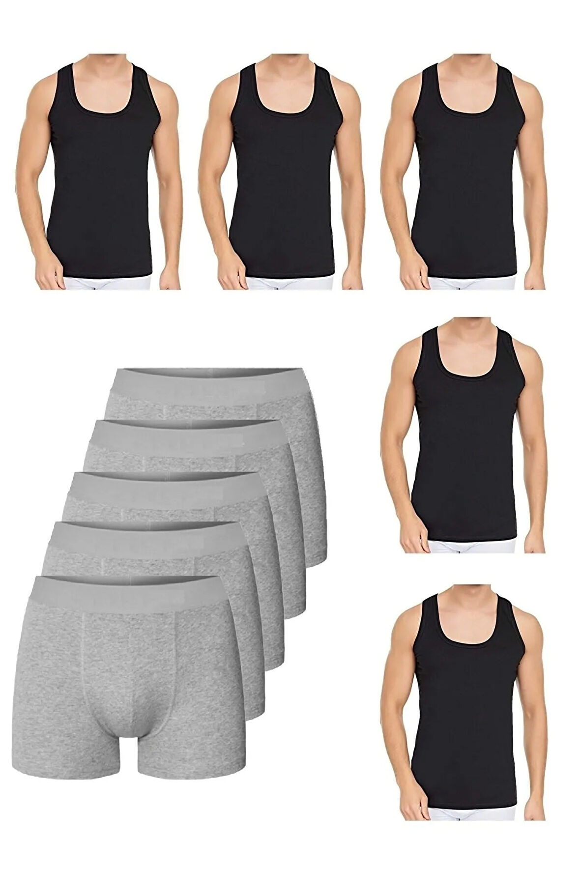 10 Parça Atlet Ve Boxer Takımı Ekonomik Paket 5 Boxer 5 Atlet