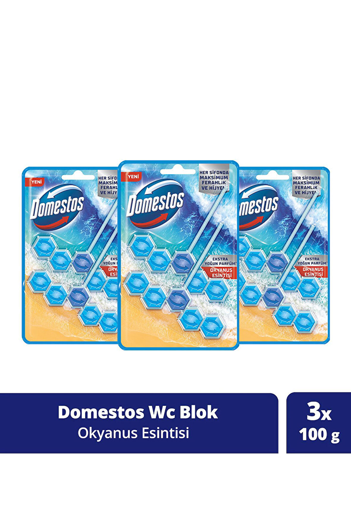 Domestos 5'li Güç Tuvalet Bloğu Okyanus Ferahlığı 3 x 100 G