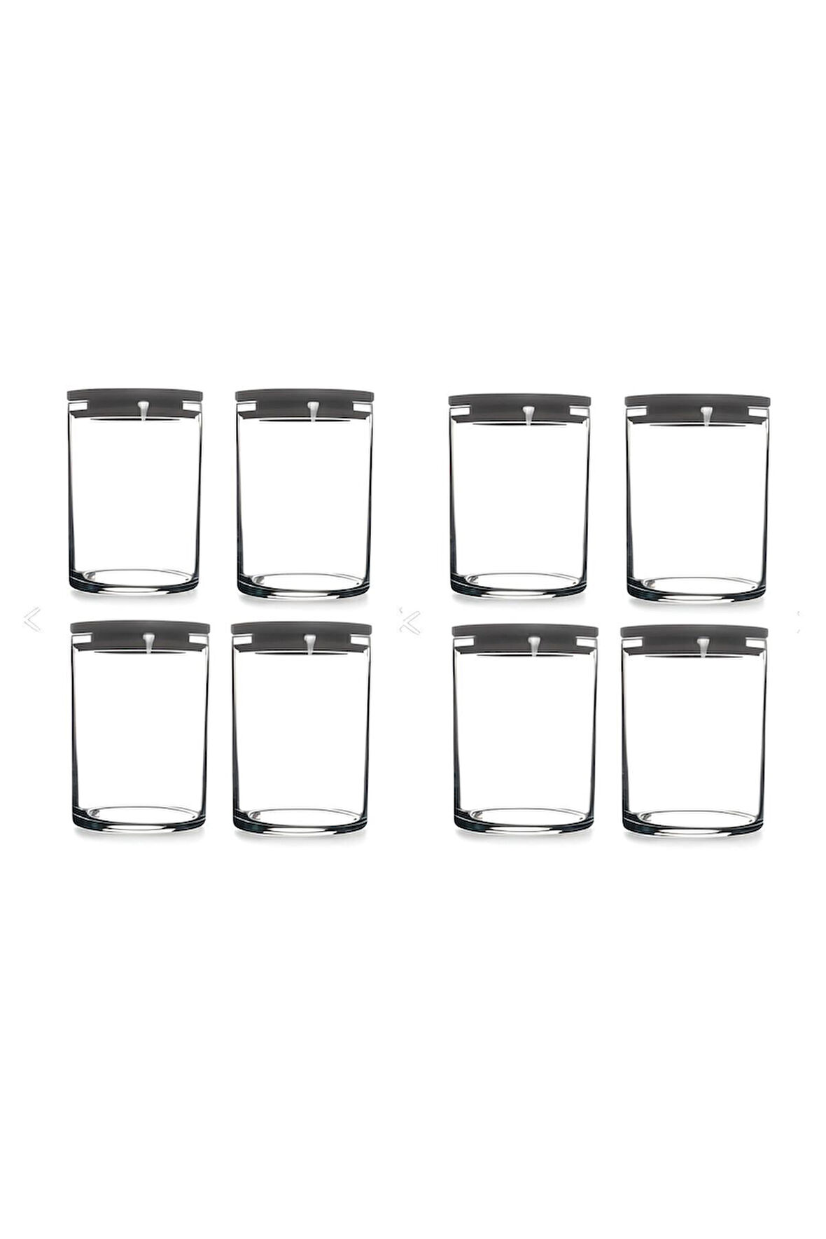 43736 Vakumlu Cam Kavanoz - Cam Erzak Saklama Kabı 8 Li Gri