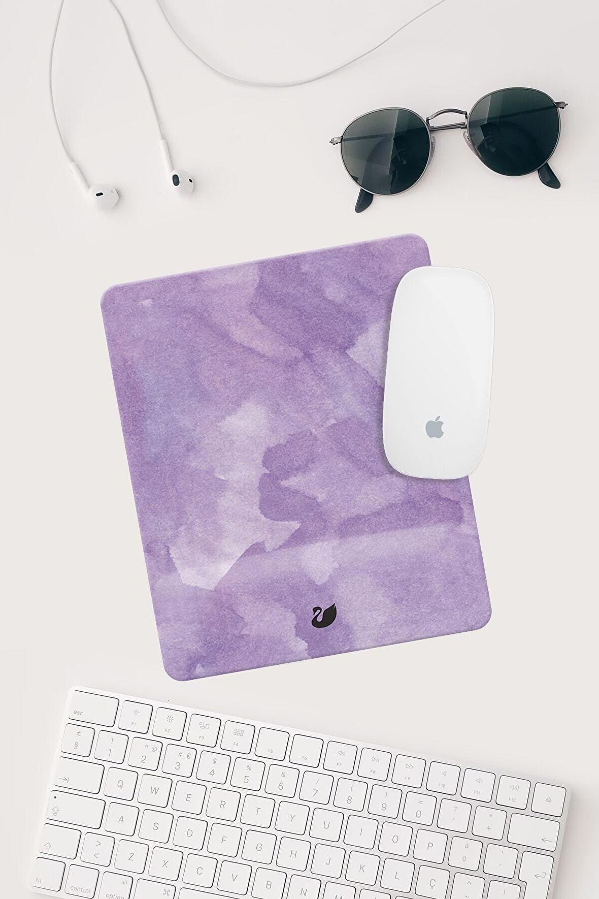  Mor Desenli Bilek Destekli Dikdörtgen Mouse Pad Mouse Altlığı