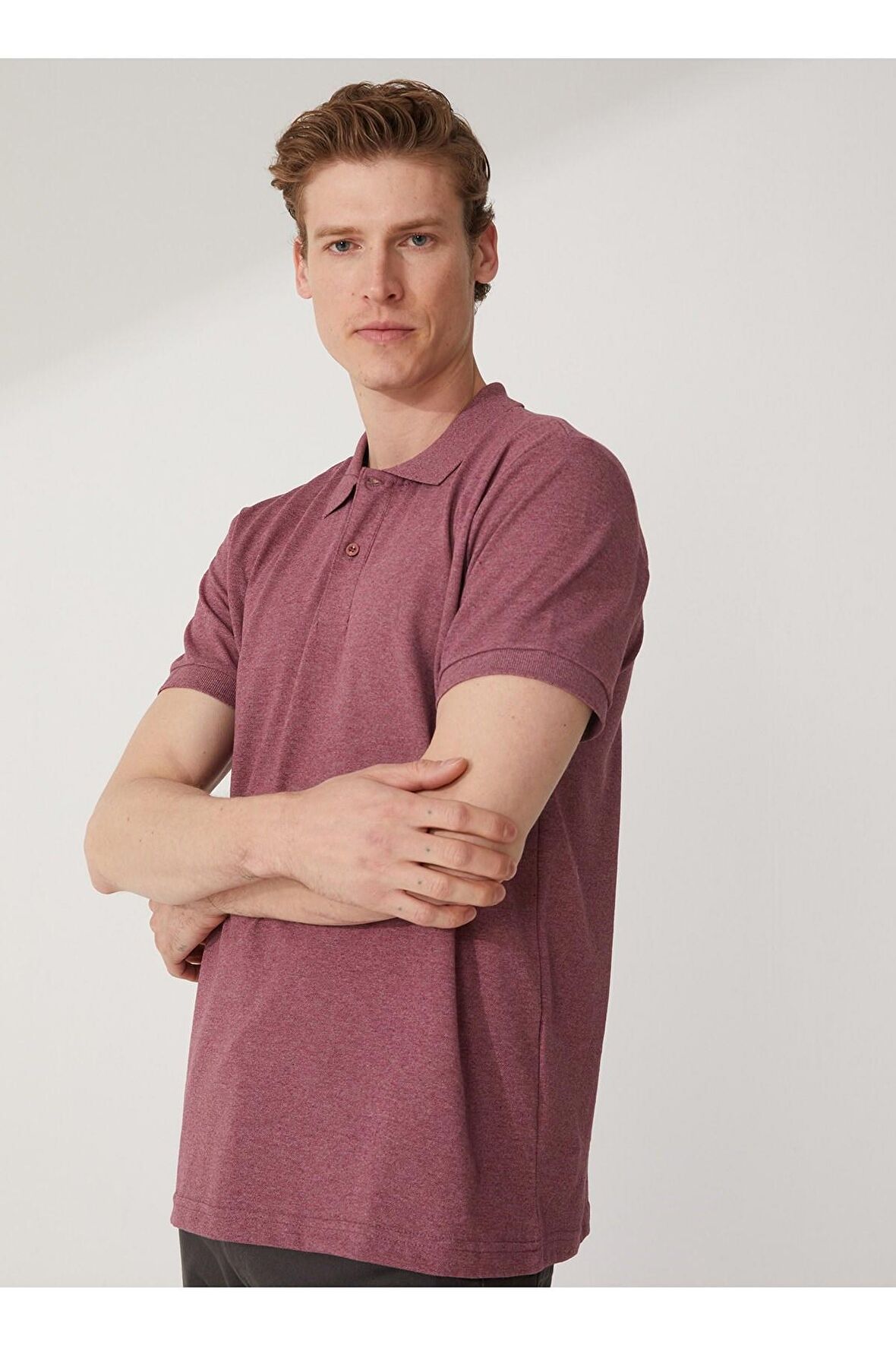 Süvari Polo Yaka Armürlü Koyu Bordo Erkek T-Shirt Ts1014000271