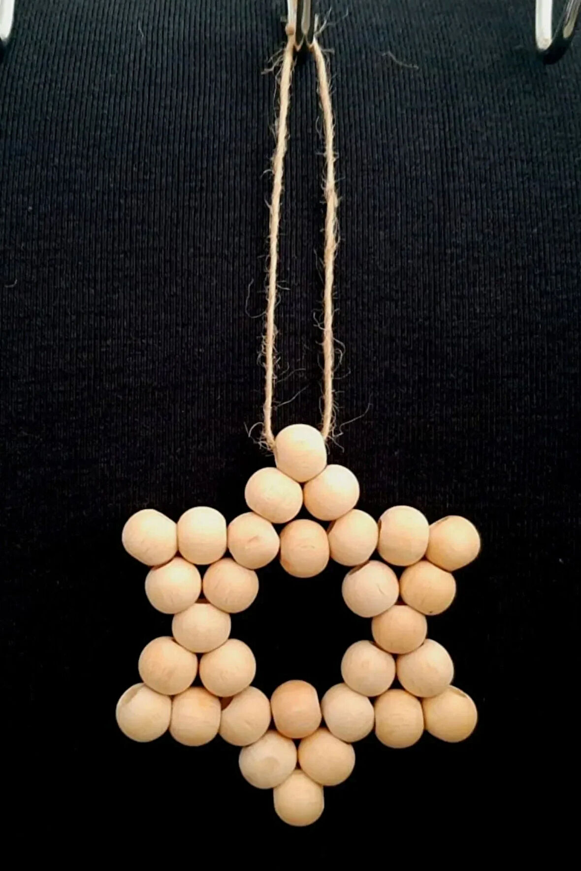 Dekoratif Ahşap Boncuklu Yıldız 6 Köşeli, Kapı Duvar Mutfak Bebek Odası Süsü