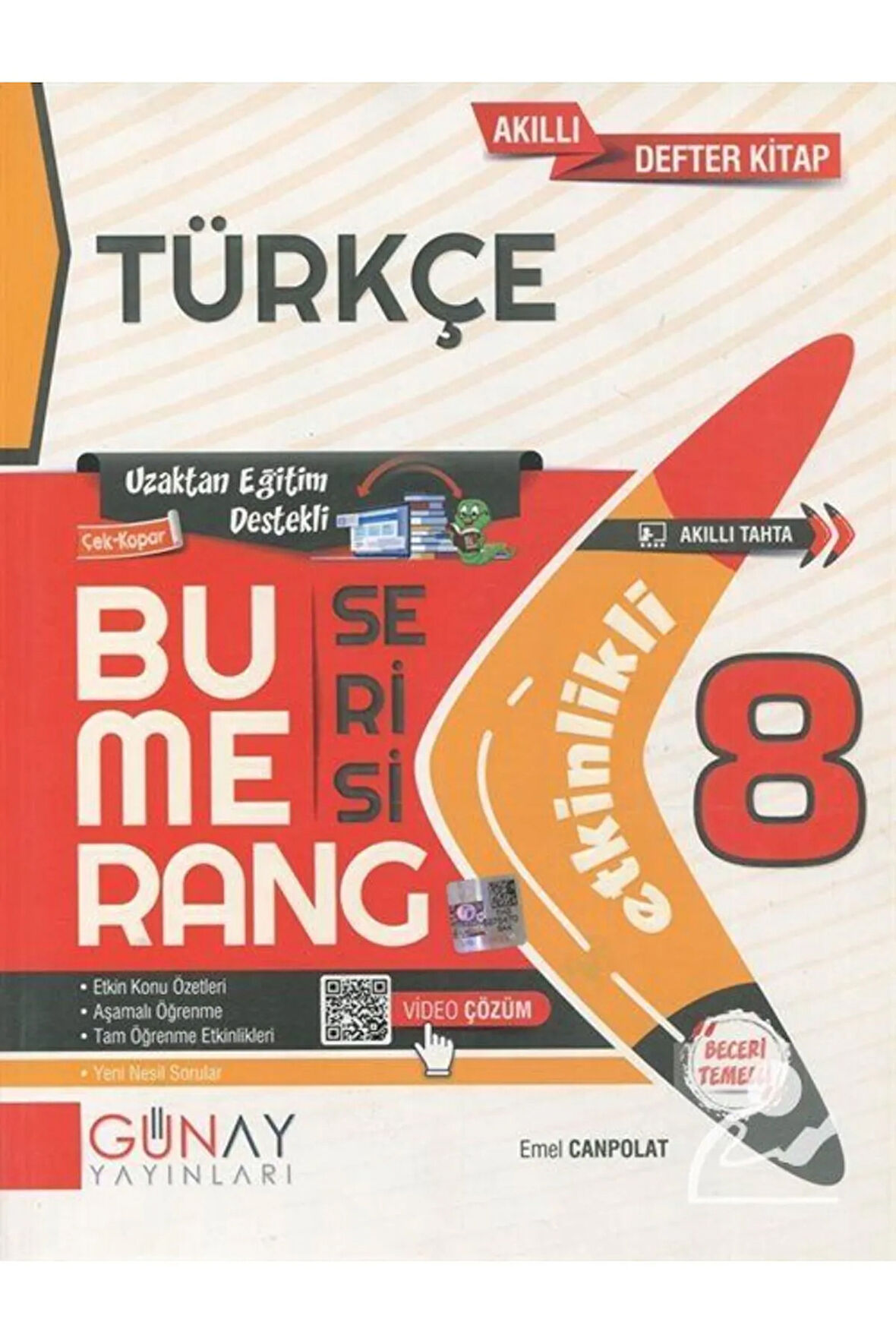 Bumerang Serisi - 8. Sınıf Etkinlikli Türkçe Soru Bankası & Akıllı Defter Kitap